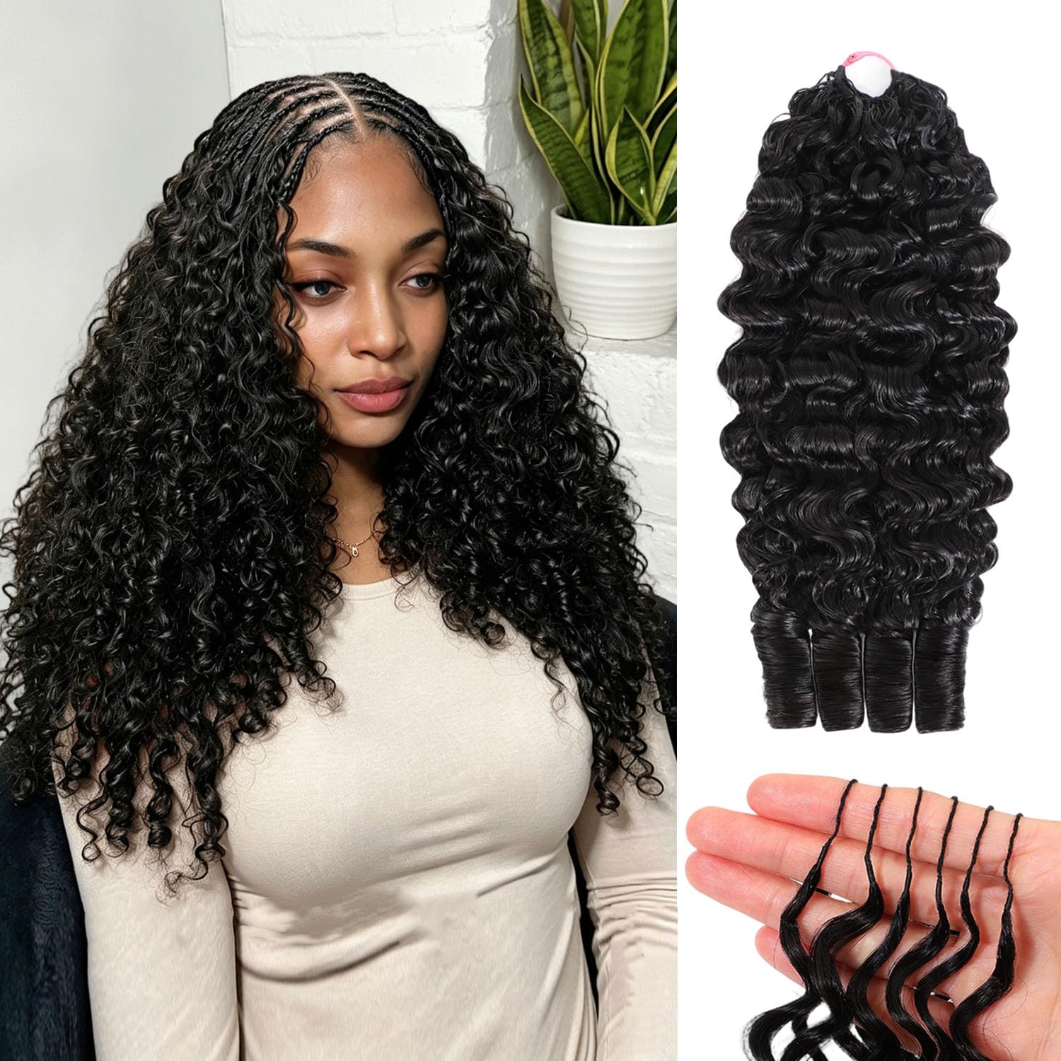 Detalle de Miracle Knots Burmese Curly Crochet Hair, 18 Inch