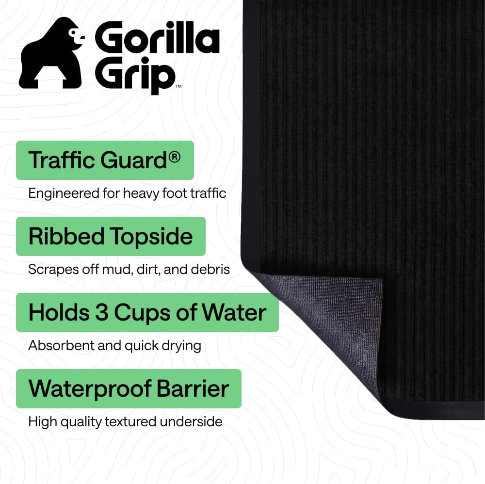 Thumbnail 1 de GORILLA GRIP Traffic Guard 35" x 23" Waterproof Door Mat, Black
