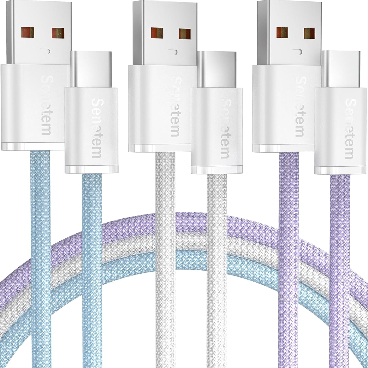 Detalle de Senetem USB C Cable 10FT 3-Pack — fast charging cable