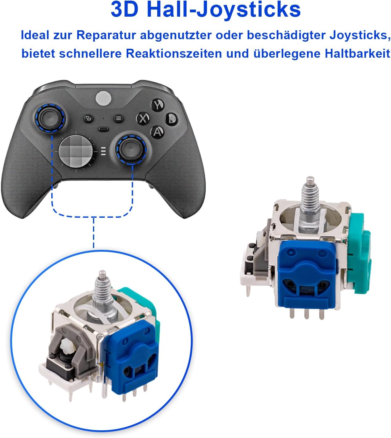 Detalle 2 de Mcbazel : kit de joysticks Hall Effect de réparation pour manettes Xbox Elite 2