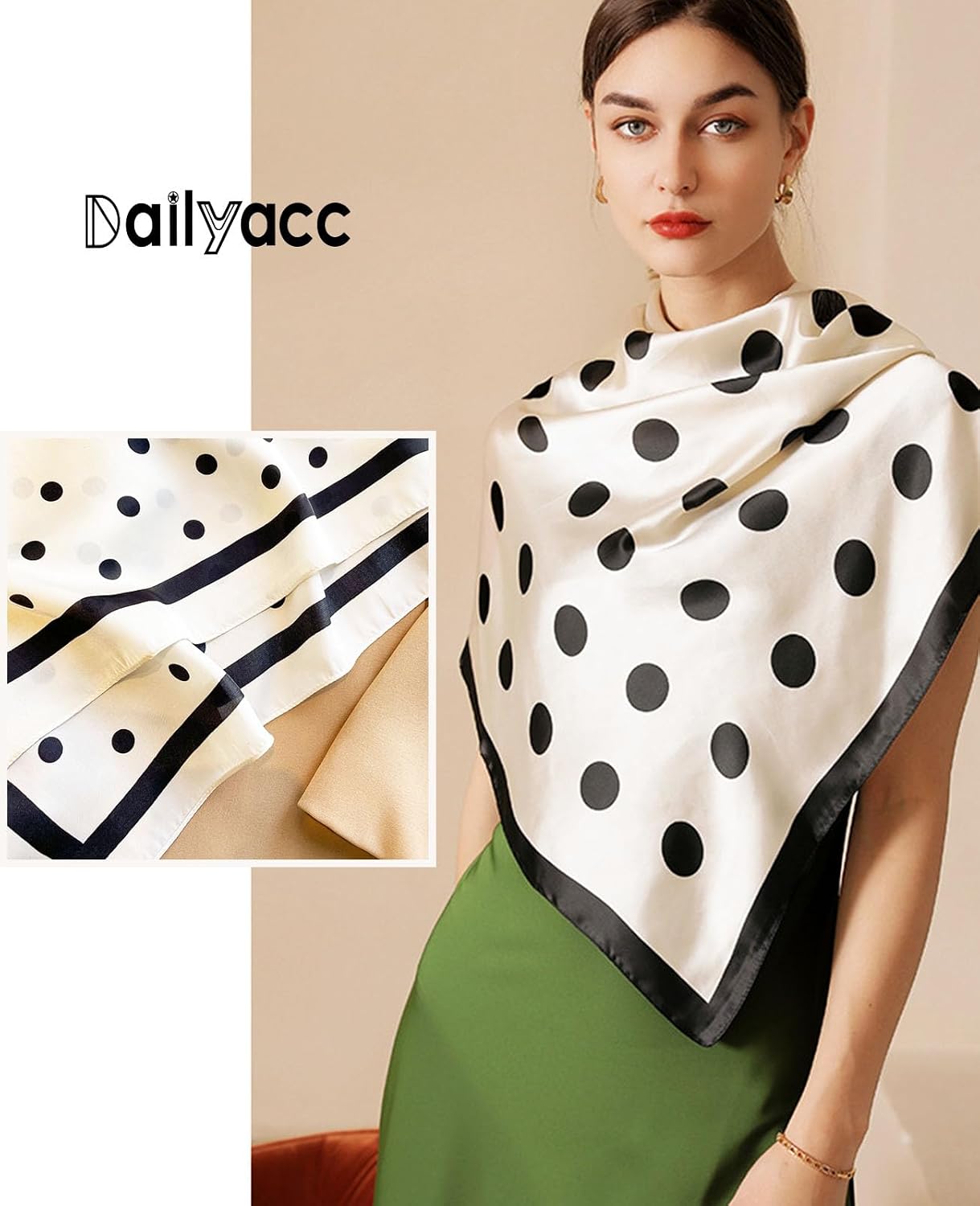 Thumbnail 4 de Dailyacc Hair Bandanas Scarf for Women — Lightweight Silk Satin Head Scarf, 27.5 x 27.5 in