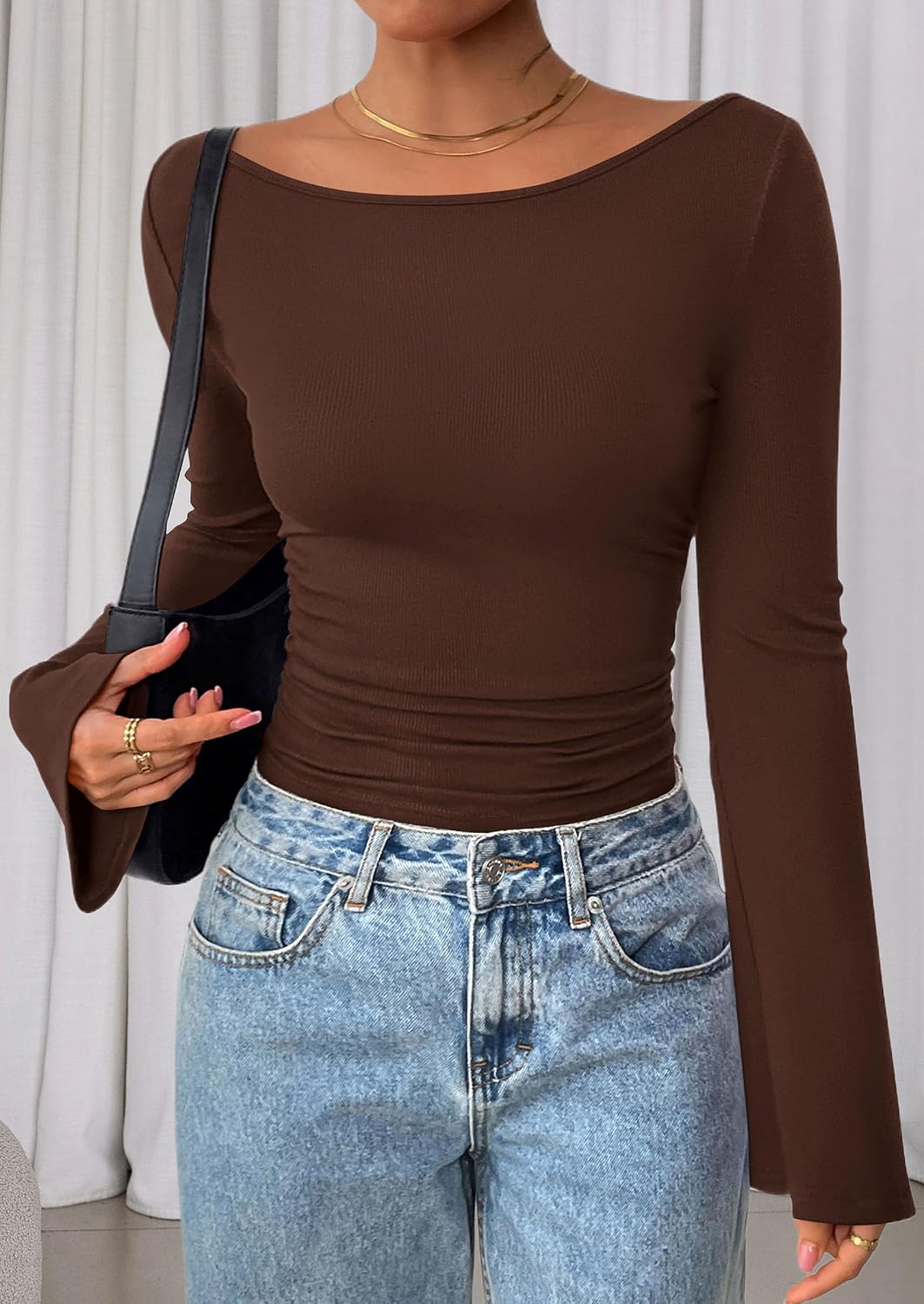 Thumbnail 4 de PRETTYGARDEN Bell Sleeve Long-Sleeve Top for Women