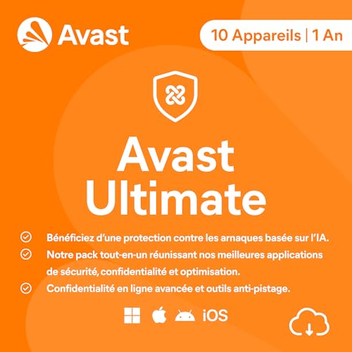 Avast Ultimate 2026 — Antivirus multidevices, 10 appareils, 1 an