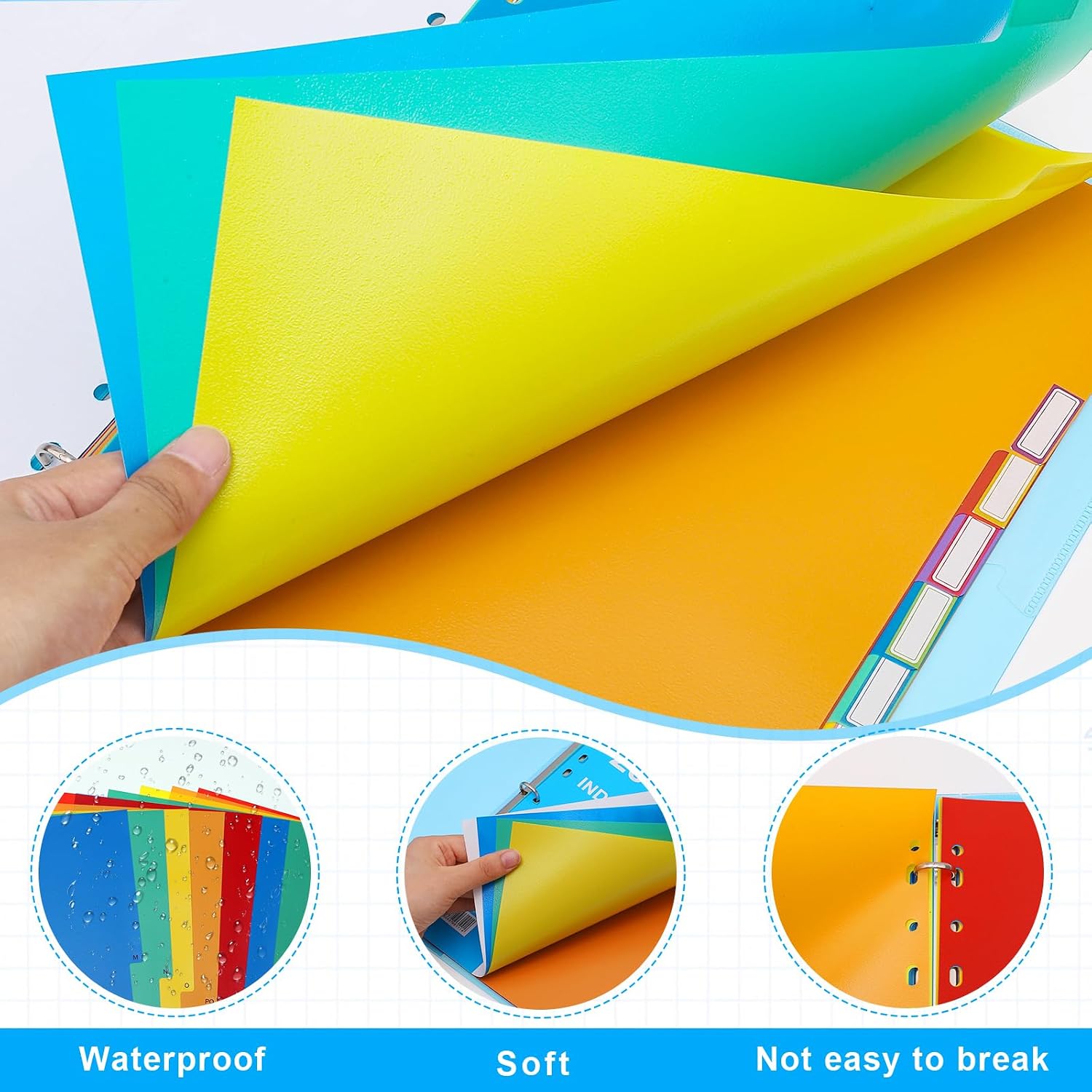 Detalle 2 de A4 File Dividers 10-Pack (12-Part) Coloured Plastic Dividers with Sticky Notes for Lever Arch Files