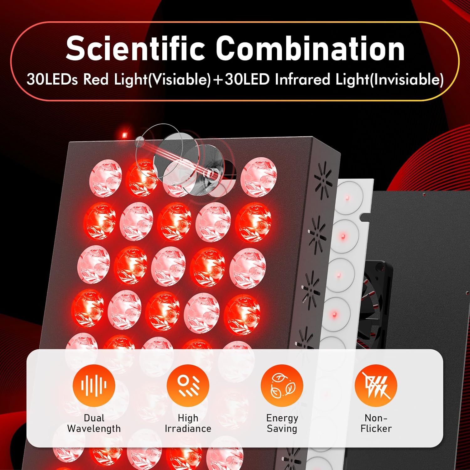 Detalle 2 de Devowellte DEE-CA-MB-60LED Red Light Panel, 60 LEDs, 660nm & 850nm