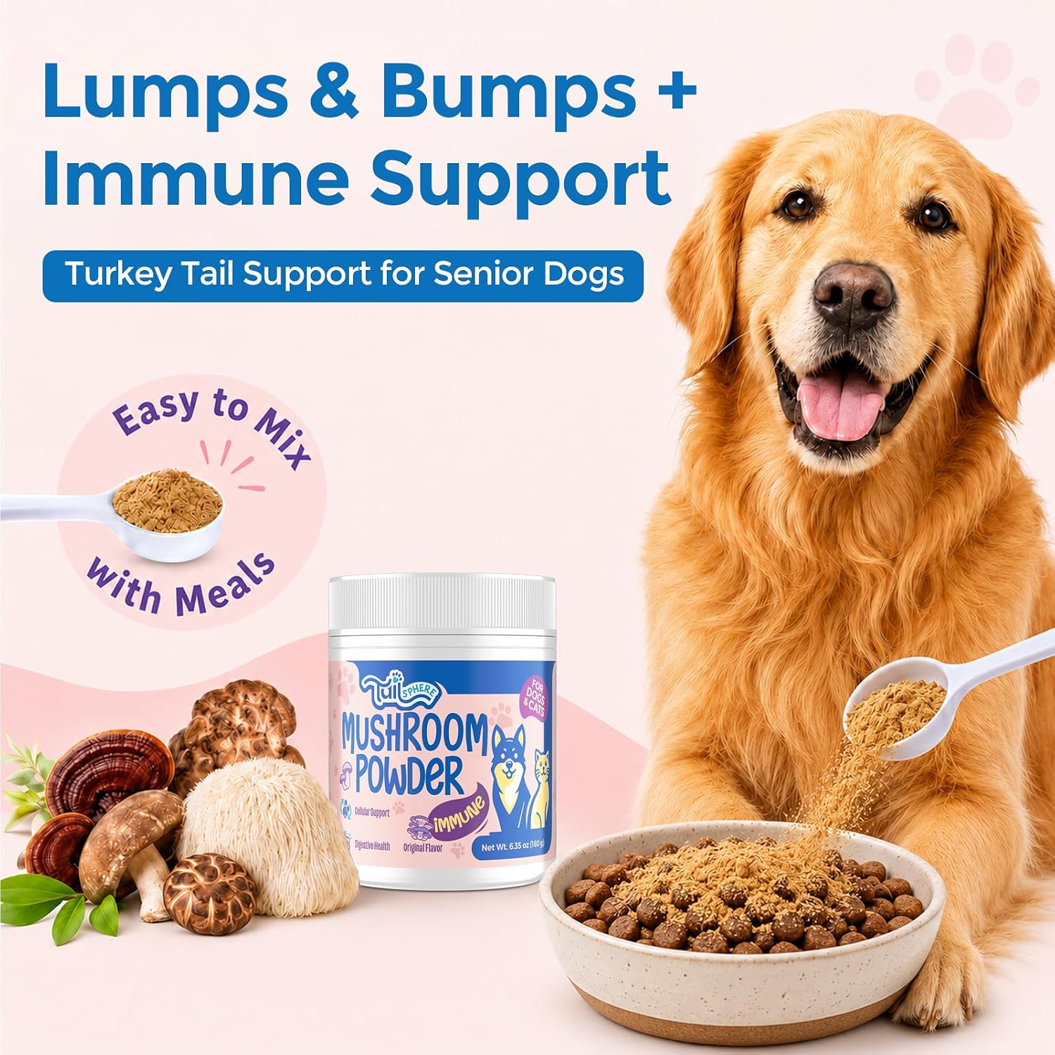 Detalle 2 de TailSphere Turkey Tail Mushroom Powder for Pets 180g