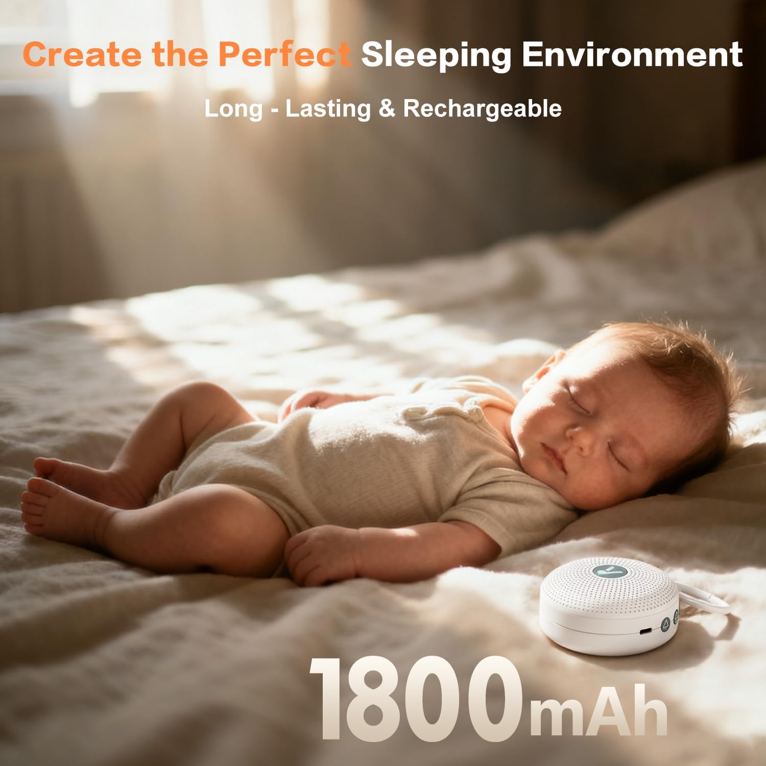 Detalle de FEKTIK White Noise Machine for Baby Adult – Portable Sound Machine with 21 Soothing Sounds, Memory & Rechargeable Battery