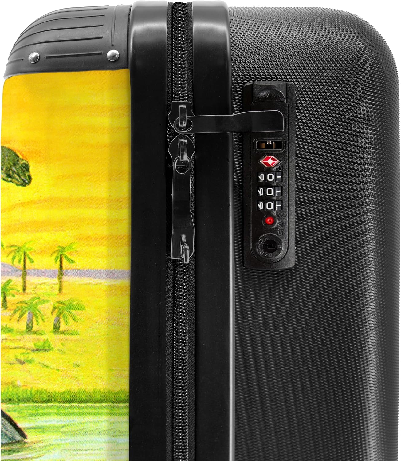 Detalle de Valigia per bambini NoBoringSuitcases.com con trolley, dinosauri (55x40x20 cm)