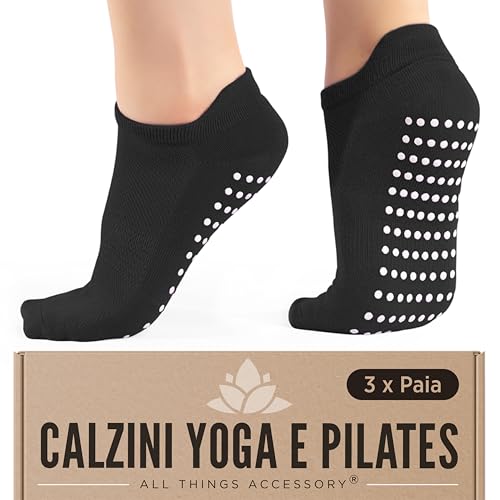 Detalle de Calzini Yoga Pilates Antiscivolo Donna Grip – All Things Accessory, 3 Paia EU 37-42