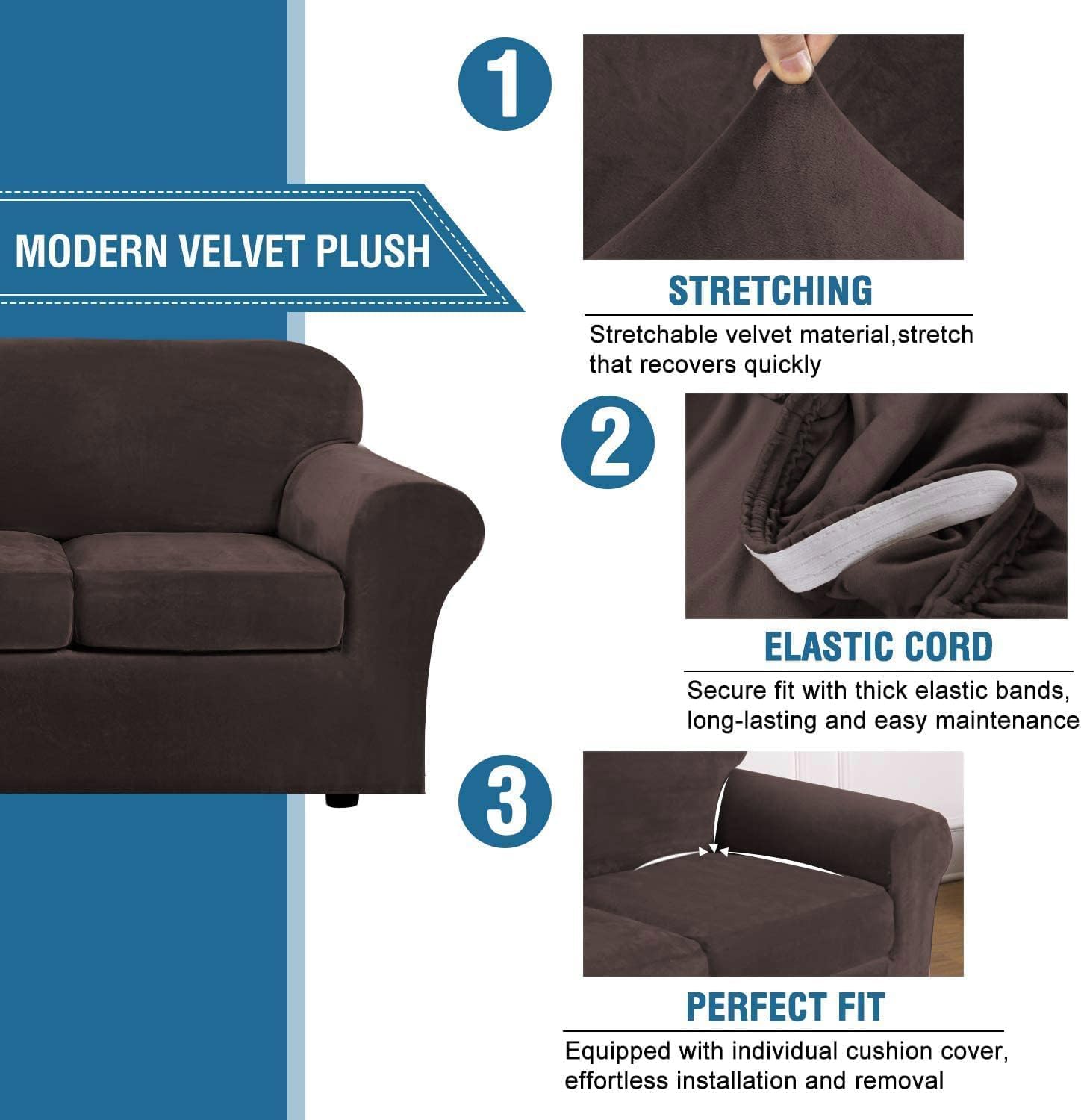 Thumbnail 2 de H.VERSAILTEX High Stretch Sofa Slipcover 97 Inch Brown 🛋