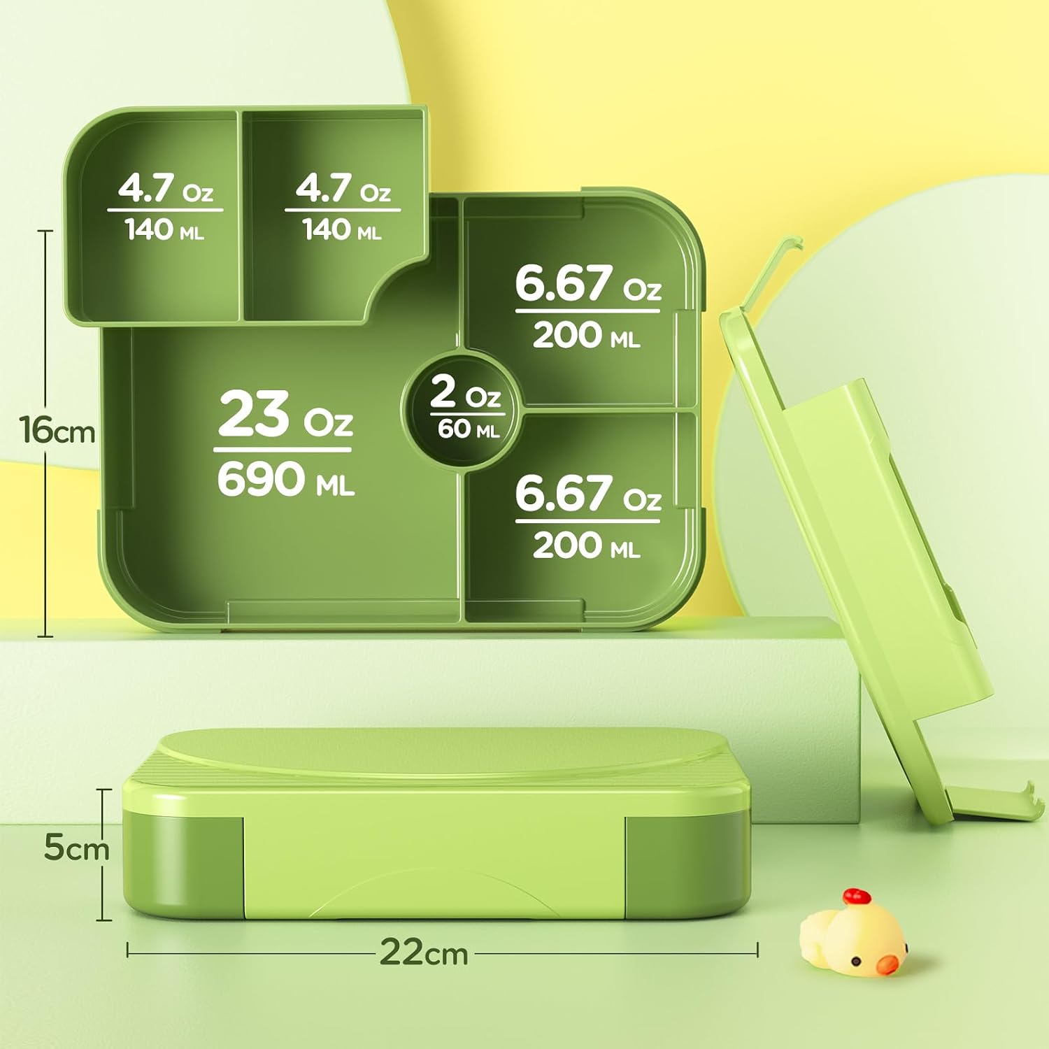 Thumbnail 3 de LEIKEEGO Brotdose Kinder mit Fächern – auslaufsicher, 1150 ml, grün