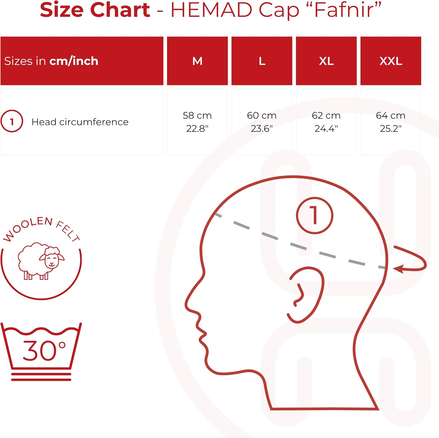 Detalle de HEMAD Medieval Viking Cap, wool-felt blend, sizes M–XL