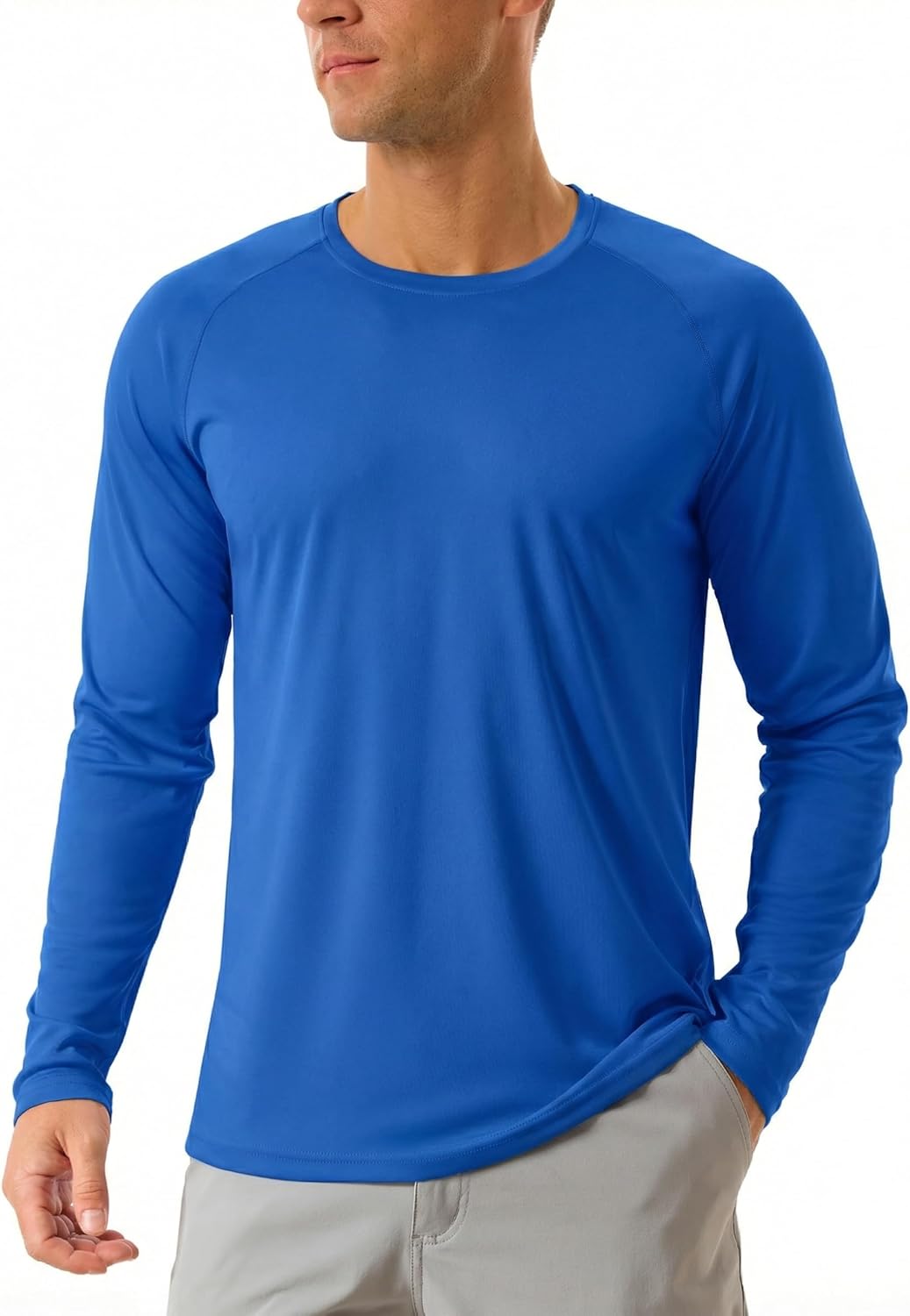 Detalle de TACVASEN Men’s UPF 50+ long-sleeve UV protection T-shirt for outdoor hiking & walks