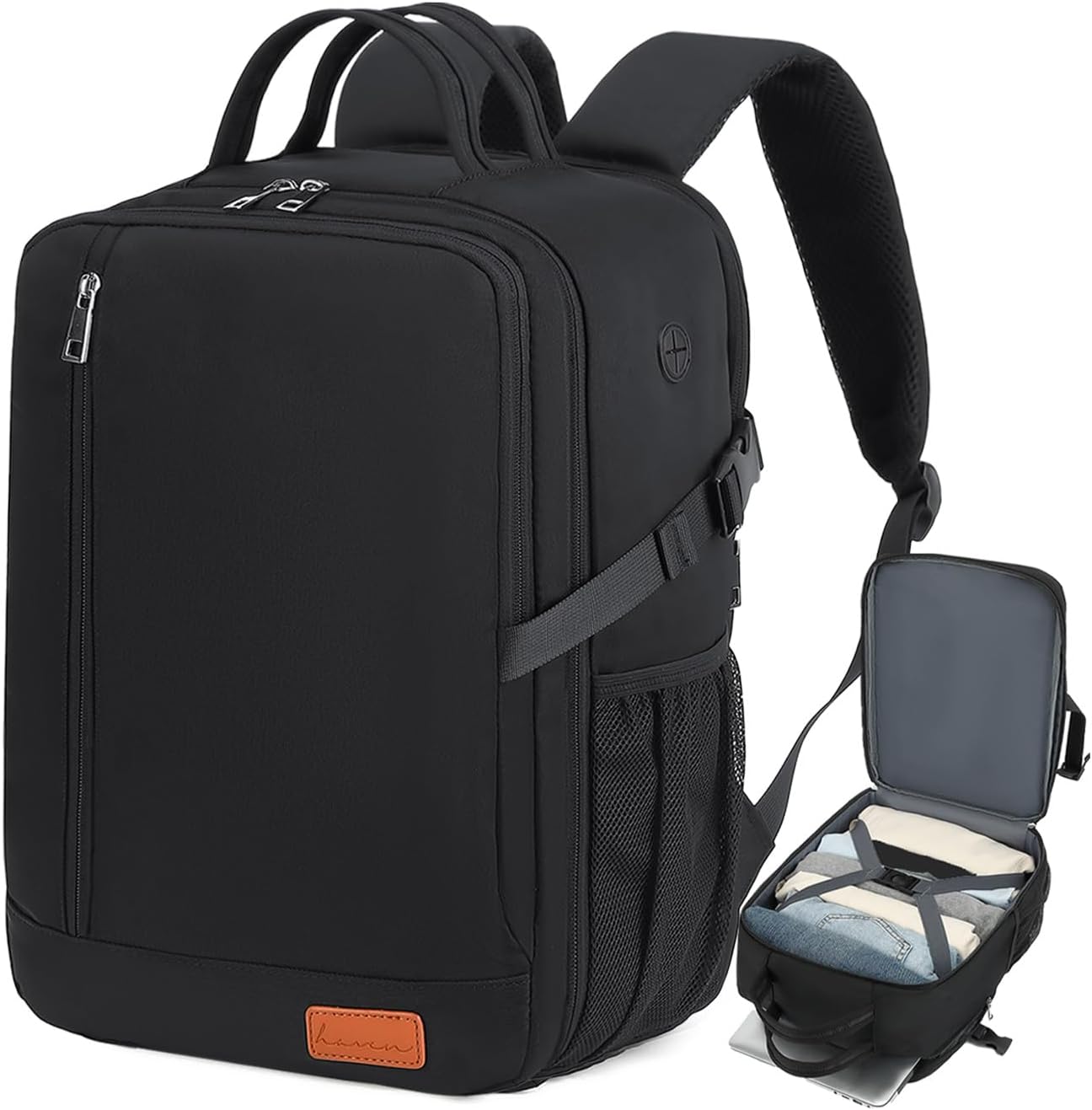 Detalle de Lossga Handgepäck Rucksack 40x30x20 – 24L für Ryanair & mehr, 14 Zoll Laptop