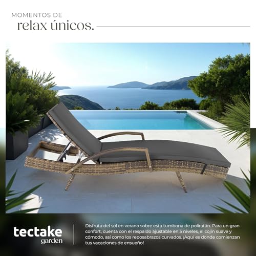 Detalle 2 de TecTake® Tumbona Jardín Ratán y Aluminio ☀