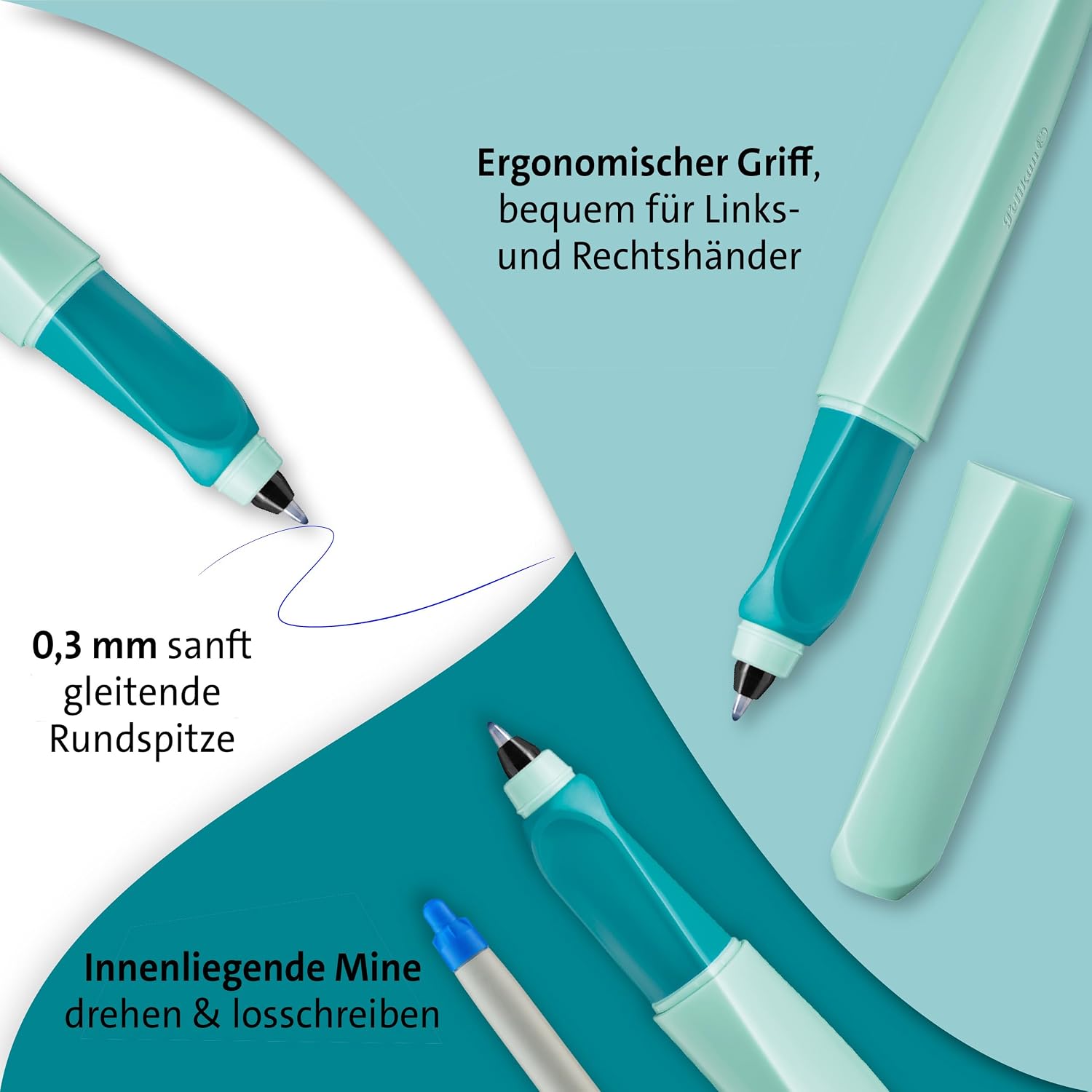 Thumbnail 2 de Pelikan Twist Tintenroller Neo Mint – universell für Rechts- und Linkshänder, ergonomisch & stilvoll