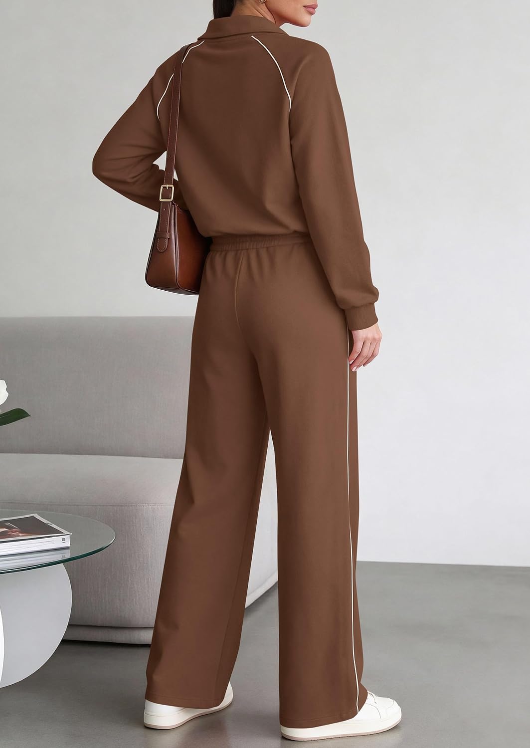 Thumbnail 3 de PrettyGarden Women's 2 Piece Tracksuit Sets: Cozy Half Zip Sweatshirt + Wide Leg Palazzo Pants