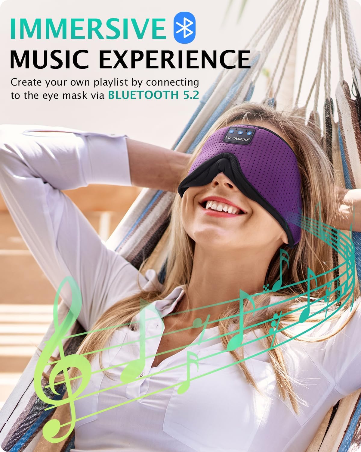 Detalle de LC-dolida Bluetooth Sleeping Headphones Eye Mask