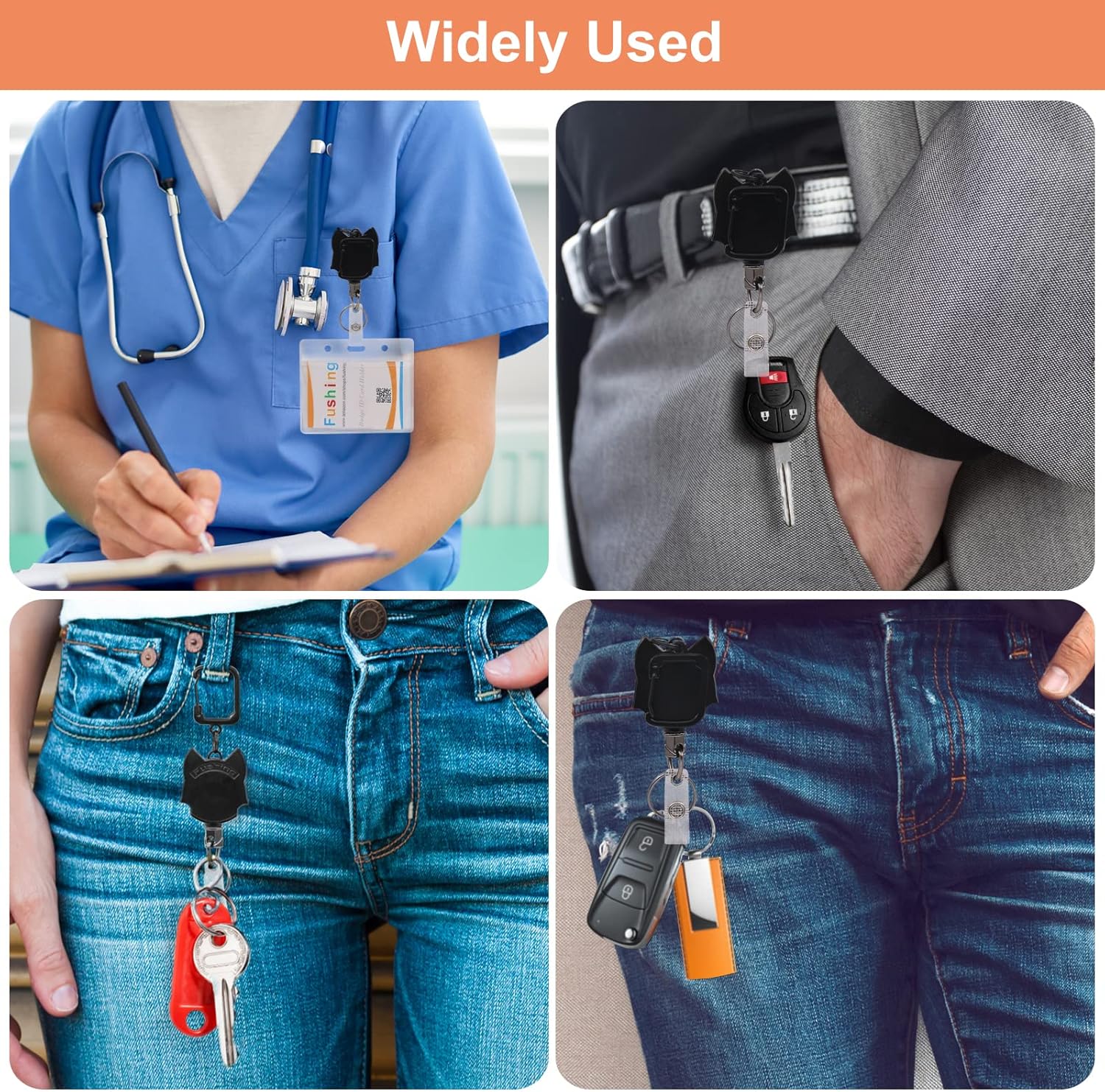 Thumbnail 5 de Retractable Keychain Keyring Heavy Duty – BiaoGan 2 Pack Metal Retractable Badge Holder with 80cm Cord