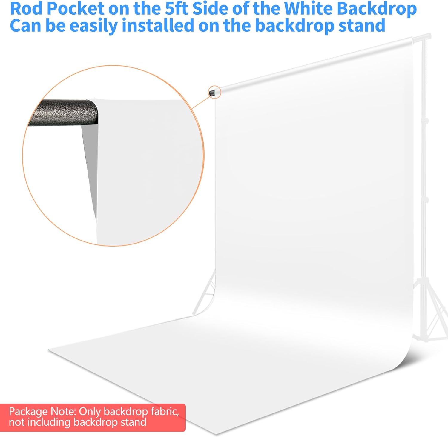 Thumbnail 6 de HEMMOTOP 5x6.56 ft white photo backdrop
