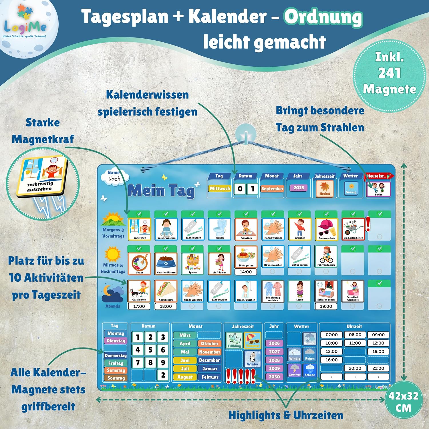 Detalle 2 de LogiMe Tagesplaner 241 Magneten đź“…