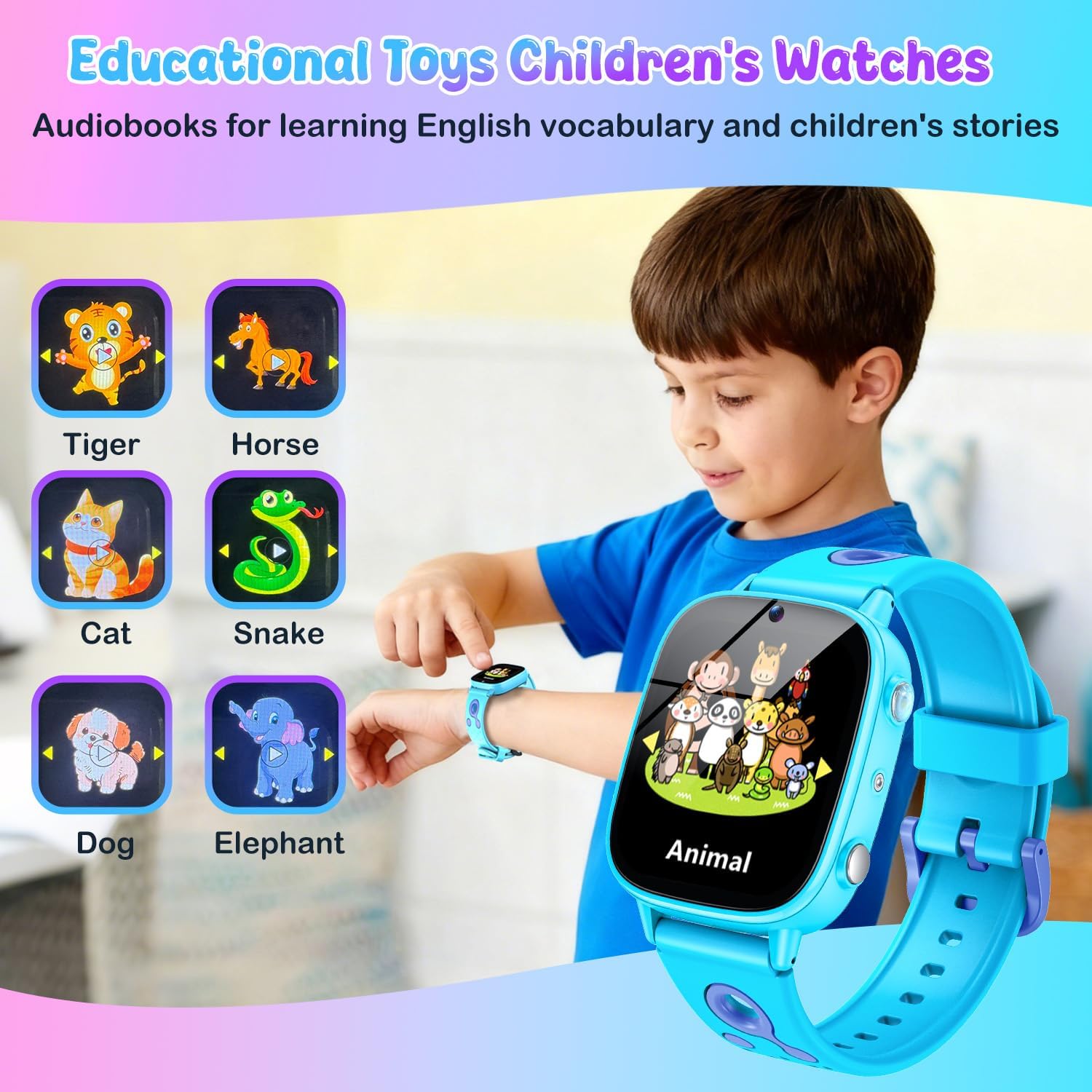 Detalle de Montre Connectée Enfant Cadeaux Smartwatch 1,8" HD Caméra et Jeux – Étanche IP68 et 26 puzzles