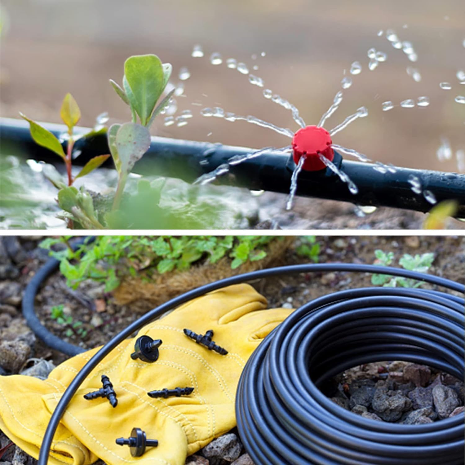 Detalle de Tesmotor Micro Drip Irrigation Tube 4mm ID / 6mm OD, 20M UV‑Proof PVC Hose for DIY Irrigation
