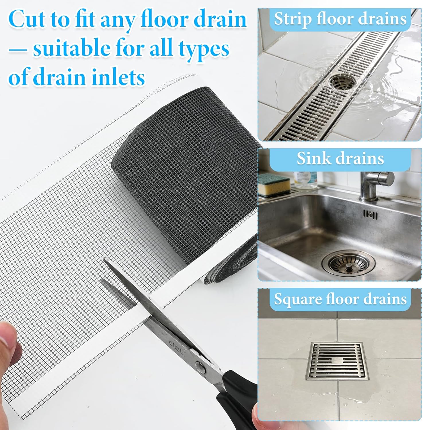 Detalle de TAIANJI Shower Hair Strainer: Disposable Drain Catcher Rolls (100mm × 10m and 70mm × 10m) for Bathrooms