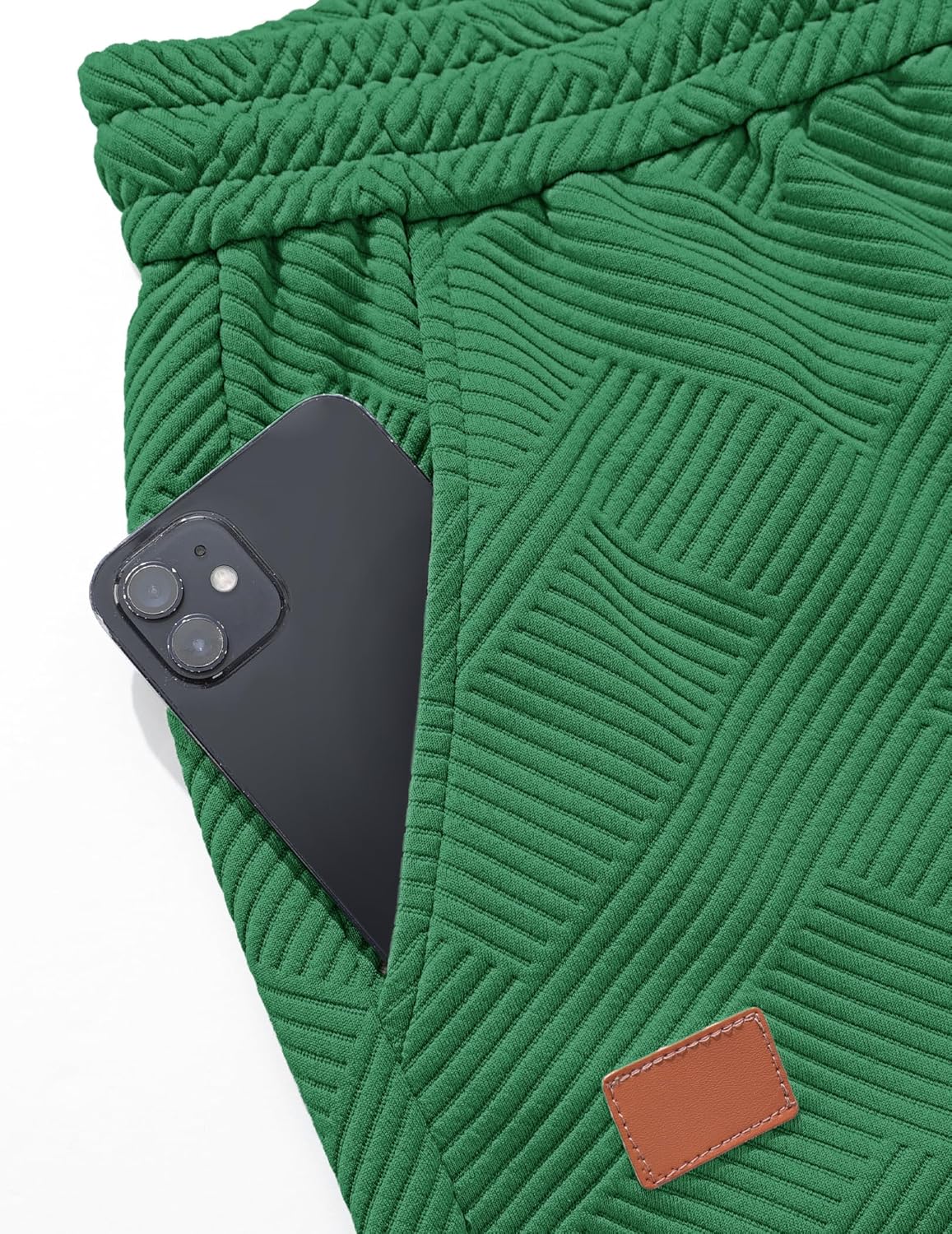 Thumbnail 6 de TARAINYA Textur Kurze Hosen Herren – Baumwolle Shorts mit Elastischer Taille, Kordelzug und Taschen