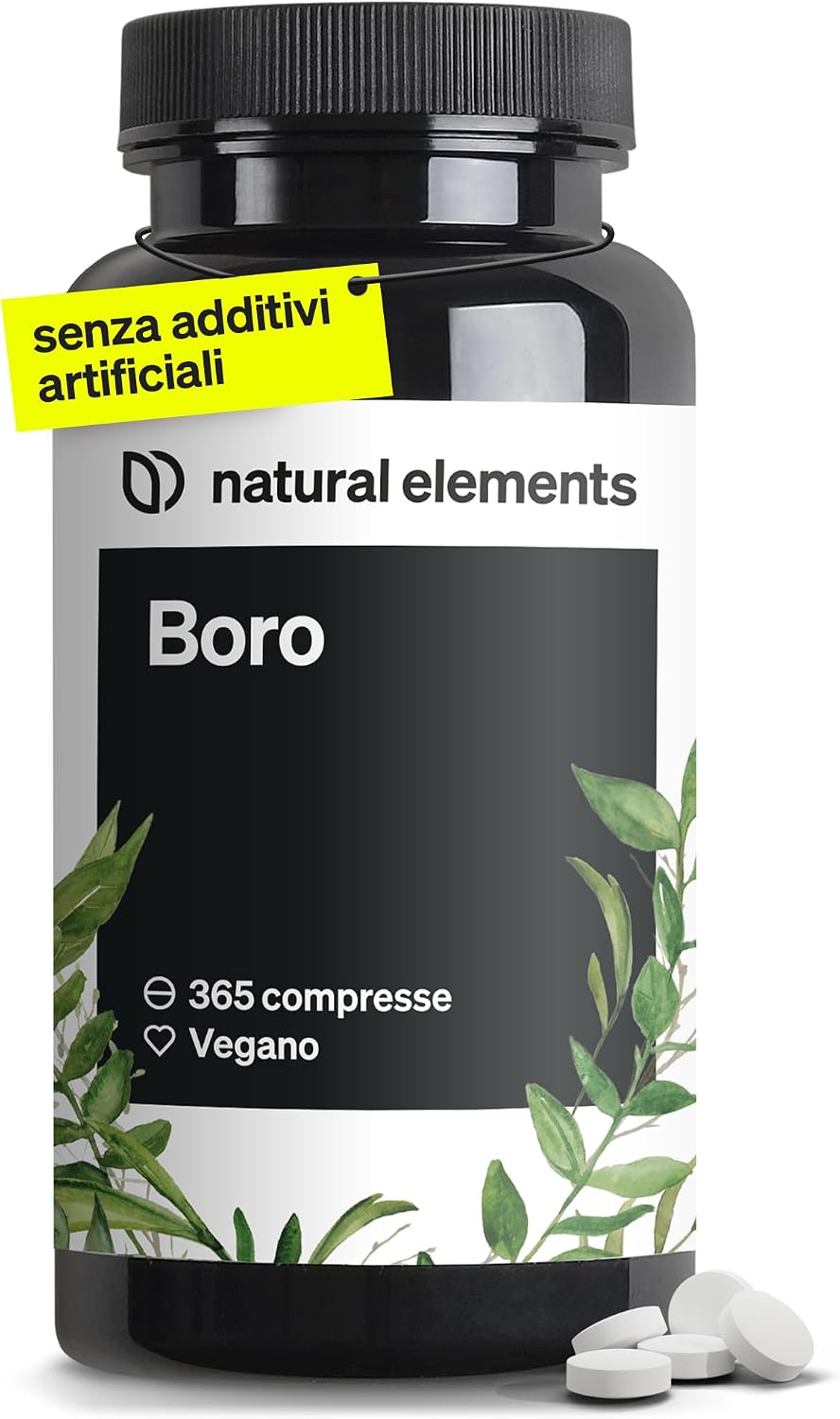 Detalle de Natural Elements Boro puro 3 mg (365 compresse) – integratore vegano ad alto dosaggio di boro per compressa