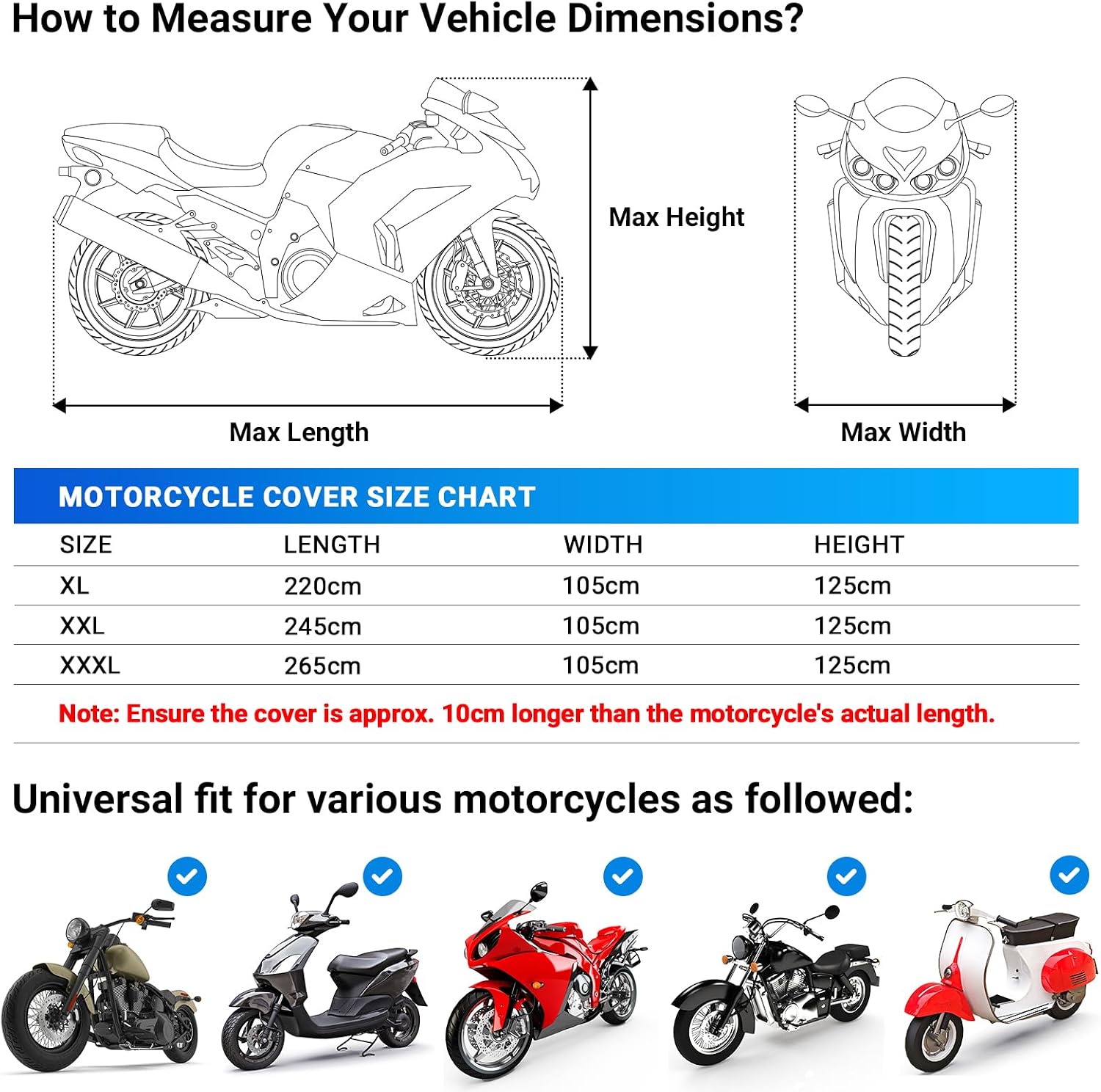 Thumbnail 4 de Favoto Motorrad Abdeckplane 220×105×125 cm 🏍