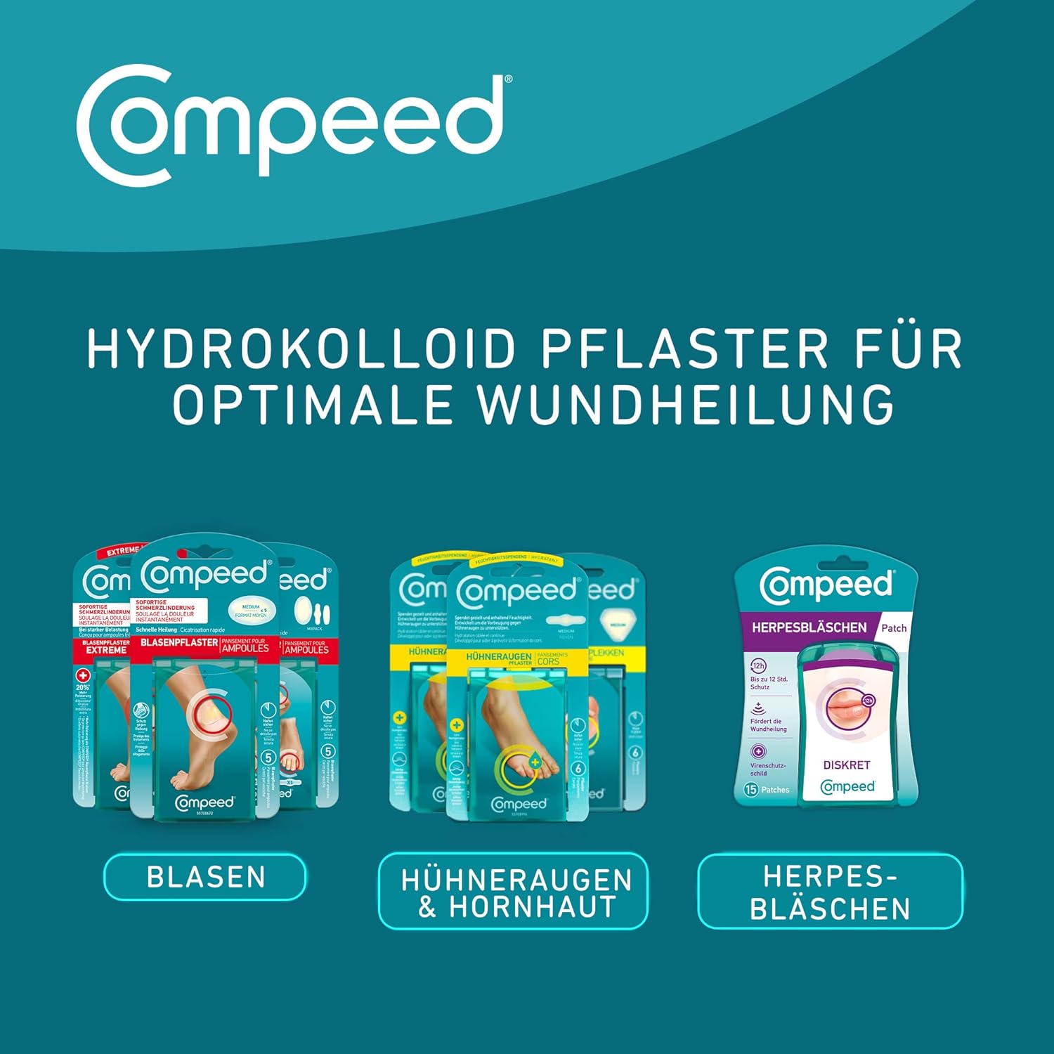 Thumbnail 6 de Compeed Hühneraugenpflaster Medium Doppelpack – Hydrokolloid gegen Hornhaut am Fuß, 20 Pflaster