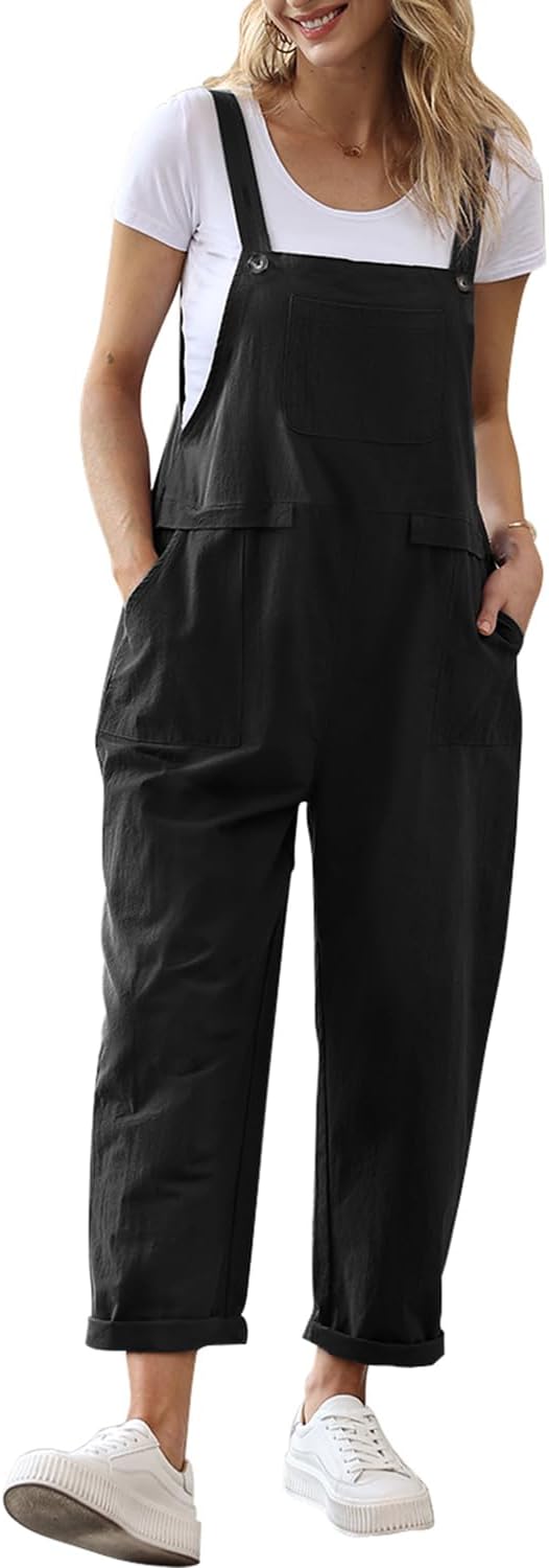 YESNO women’s loose dungarees sleeveless long jumpsuit playsuit (PV9UK)