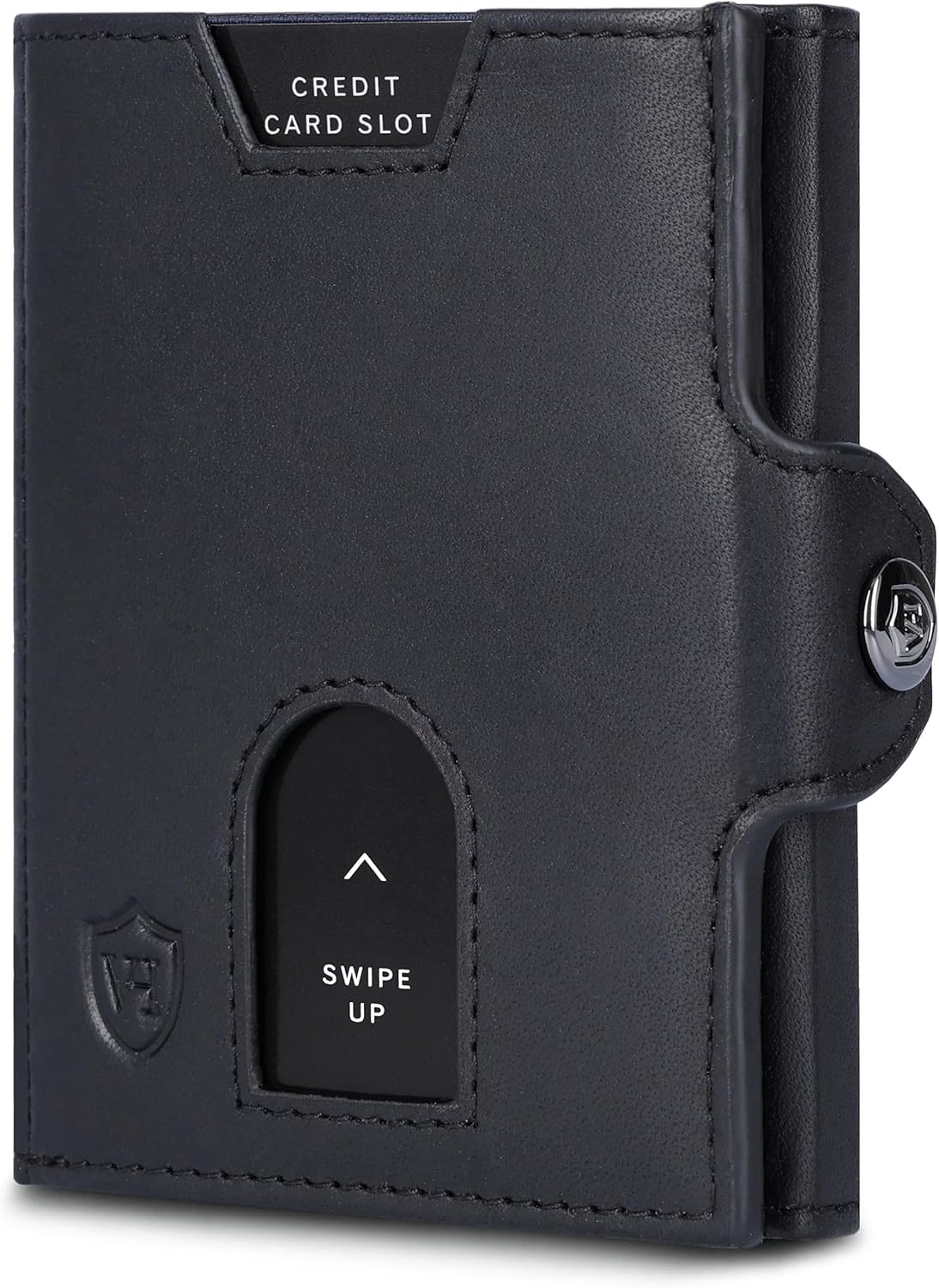 Detalle de VON HEESEN Slim Wallet mit Münzfach & RFID Schutz – Mini Portemonnaie aus Echtleder, Schwarz (Waxy)