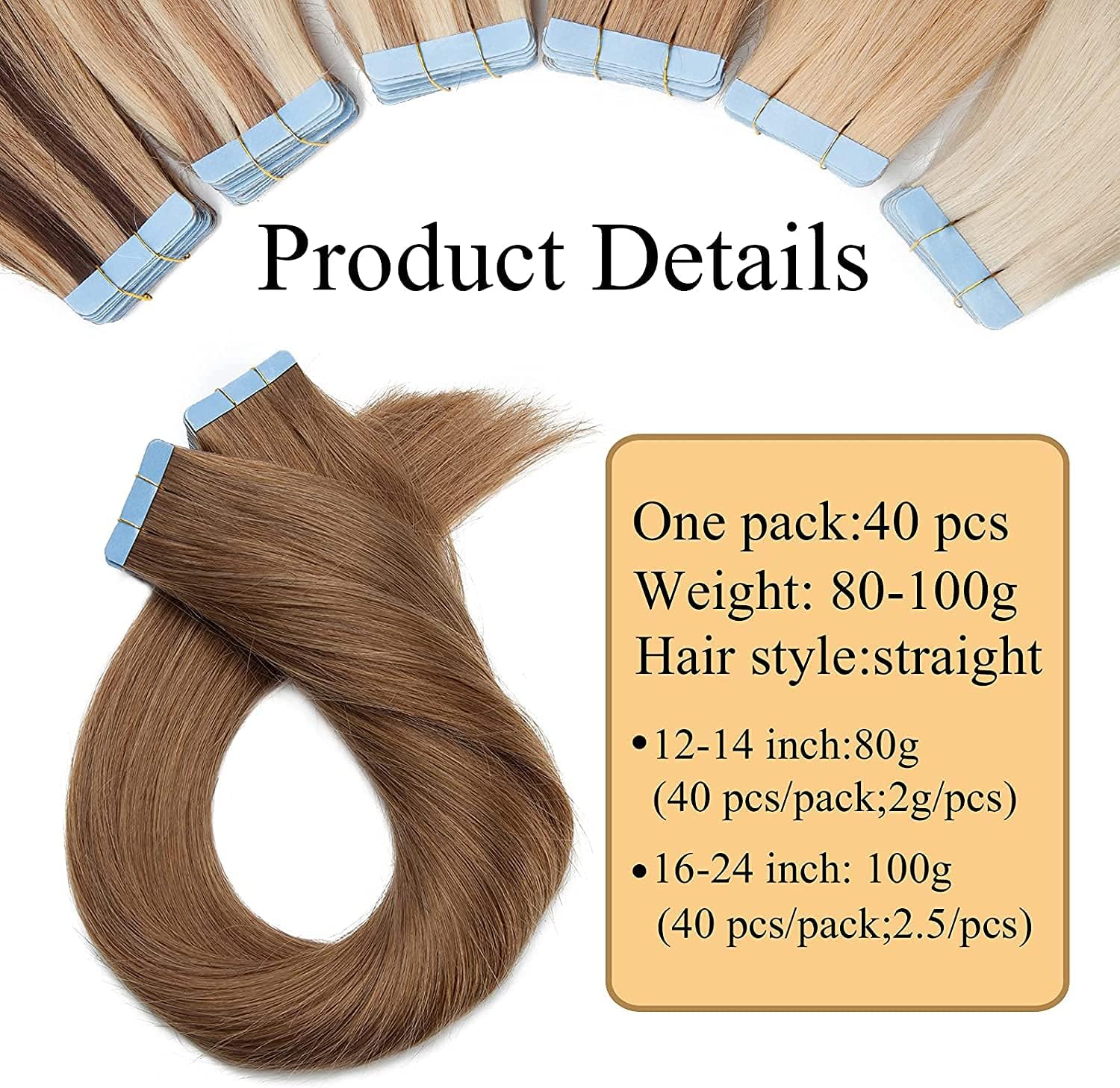 Thumbnail 4 de SEGO Extension Adesive Capelli Veri Biadesive 40 Ciocche 50 cm (Castano Chiaro) 100% Remy – Valutazione d’uso