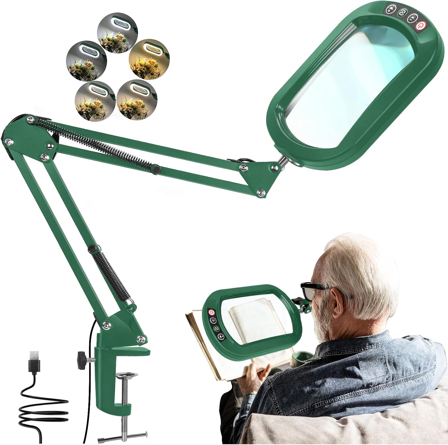 Thumbnail 6 de 10X Magnifying Glass with Light and Clamp