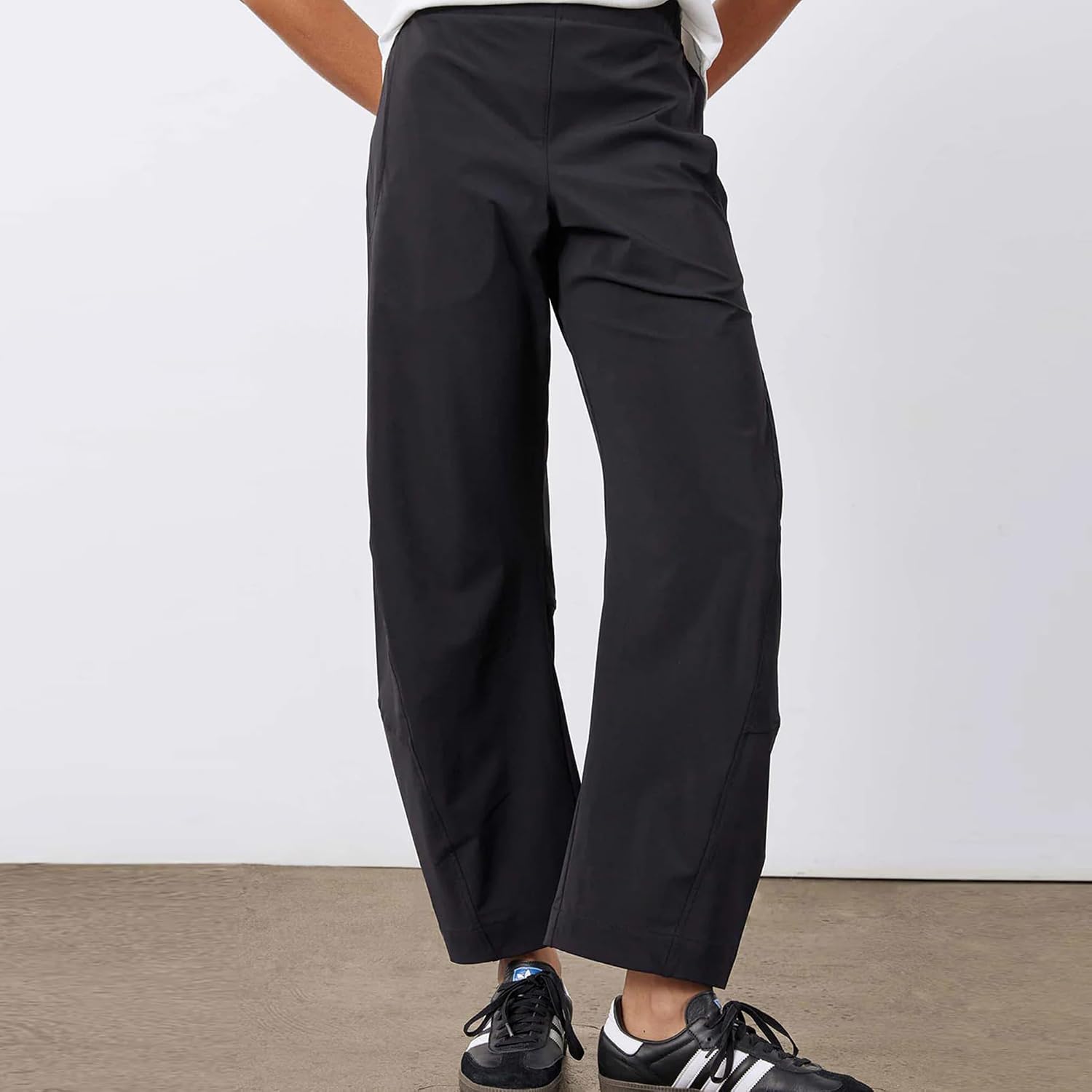 Detalle de Yaykio Women's High-Waisted Barrel Pants, Stretch Quick-Dry Fabric