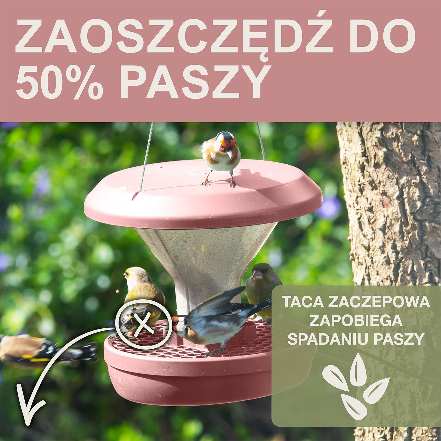 Thumbnail 2 de SWISSINNO Davos SMART BIRDS – wiszący karmnik z podwójnymi komorami, Dusty Rose