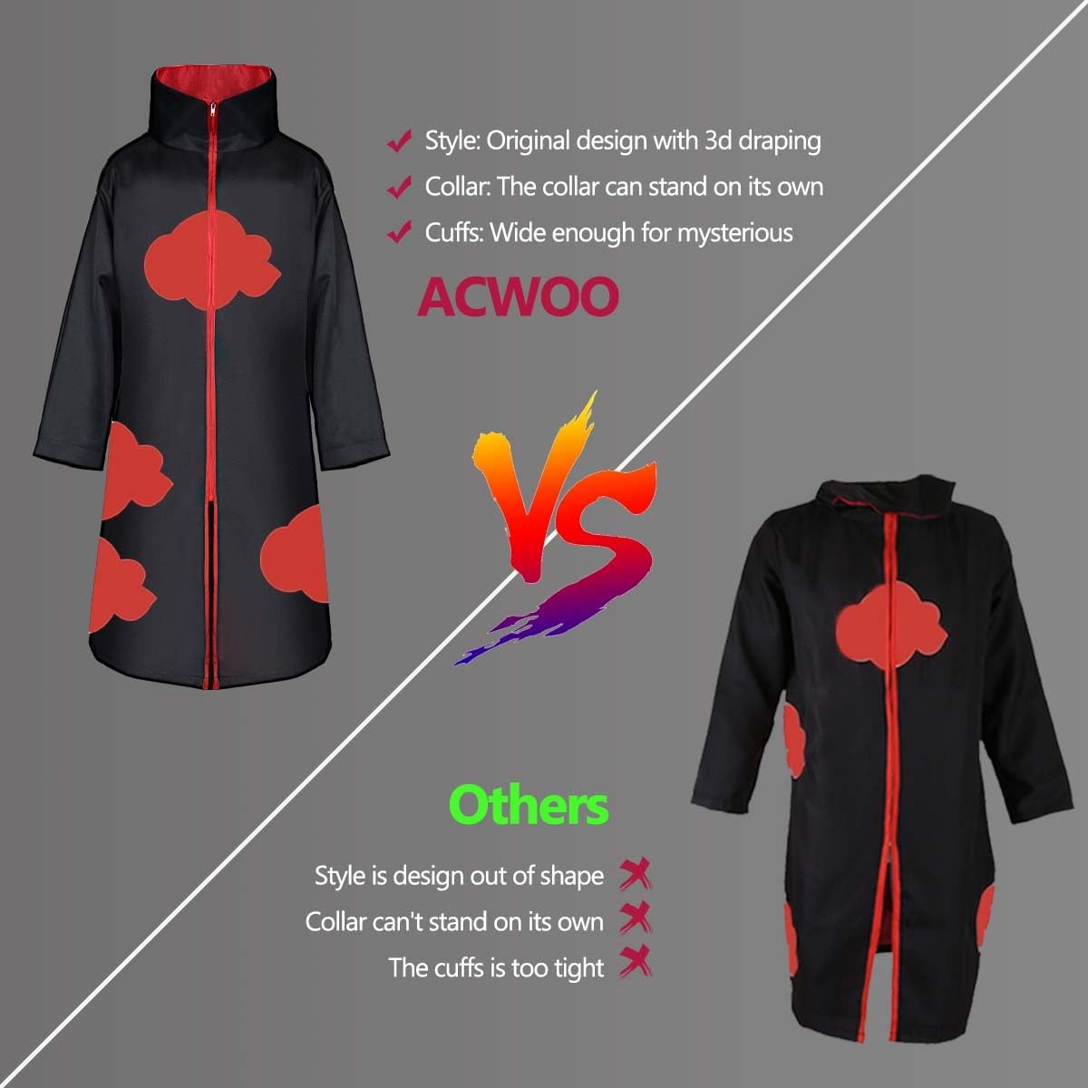 Thumbnail 5 de ACWOO Déguisement Cape Cosplay – Costume en 5 pièces pour enfants et adultes