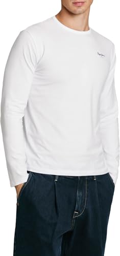 Detalle 2 de Pepe Jeans Original Basic 2 Long N Camiseta de algodón de manga larga slim para hombre, blanco (White) – XS