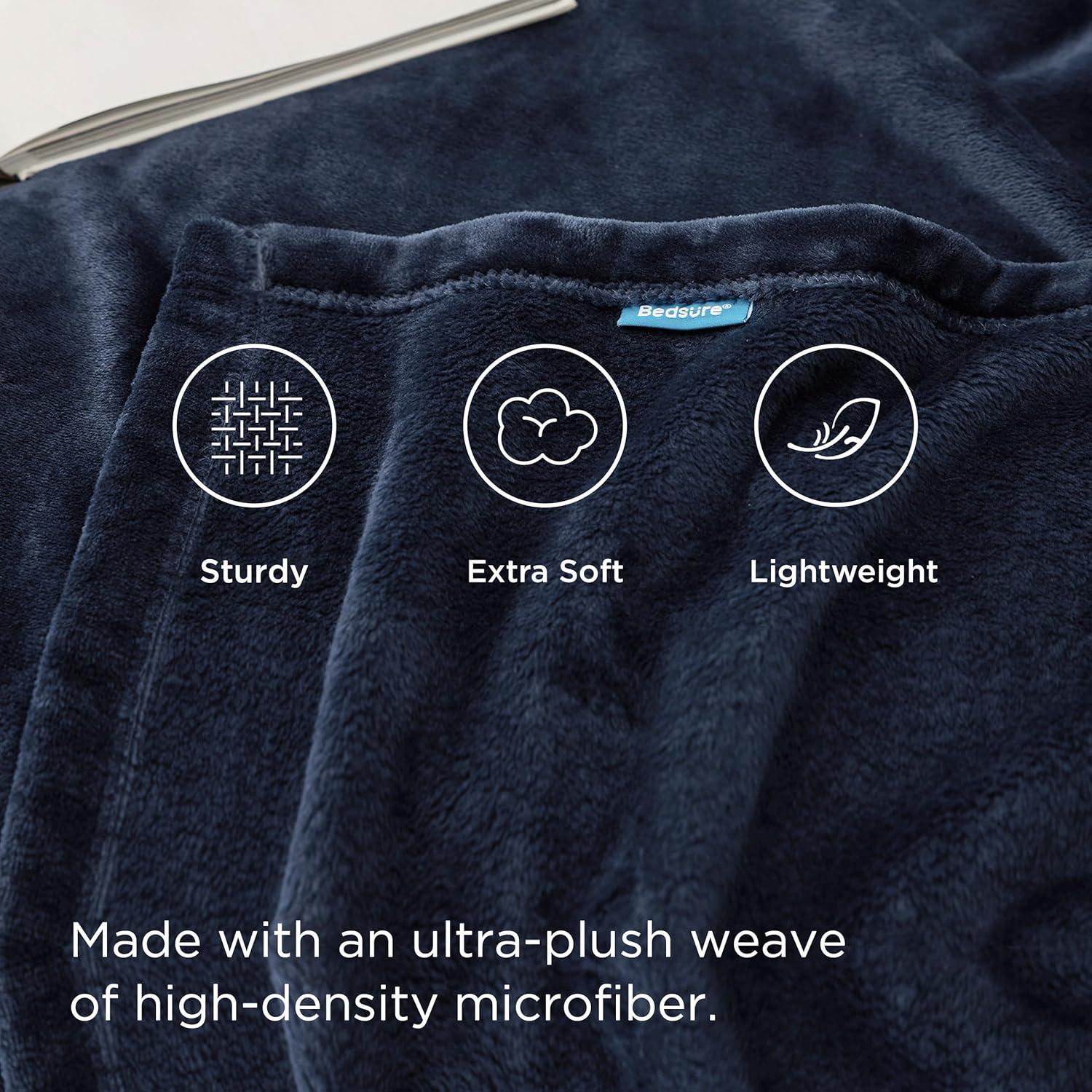 Thumbnail 3 de Bedsure Fleece Blanket King Size – Navy Blue, 270x230 cm: Soft, Warm and Durable Throw