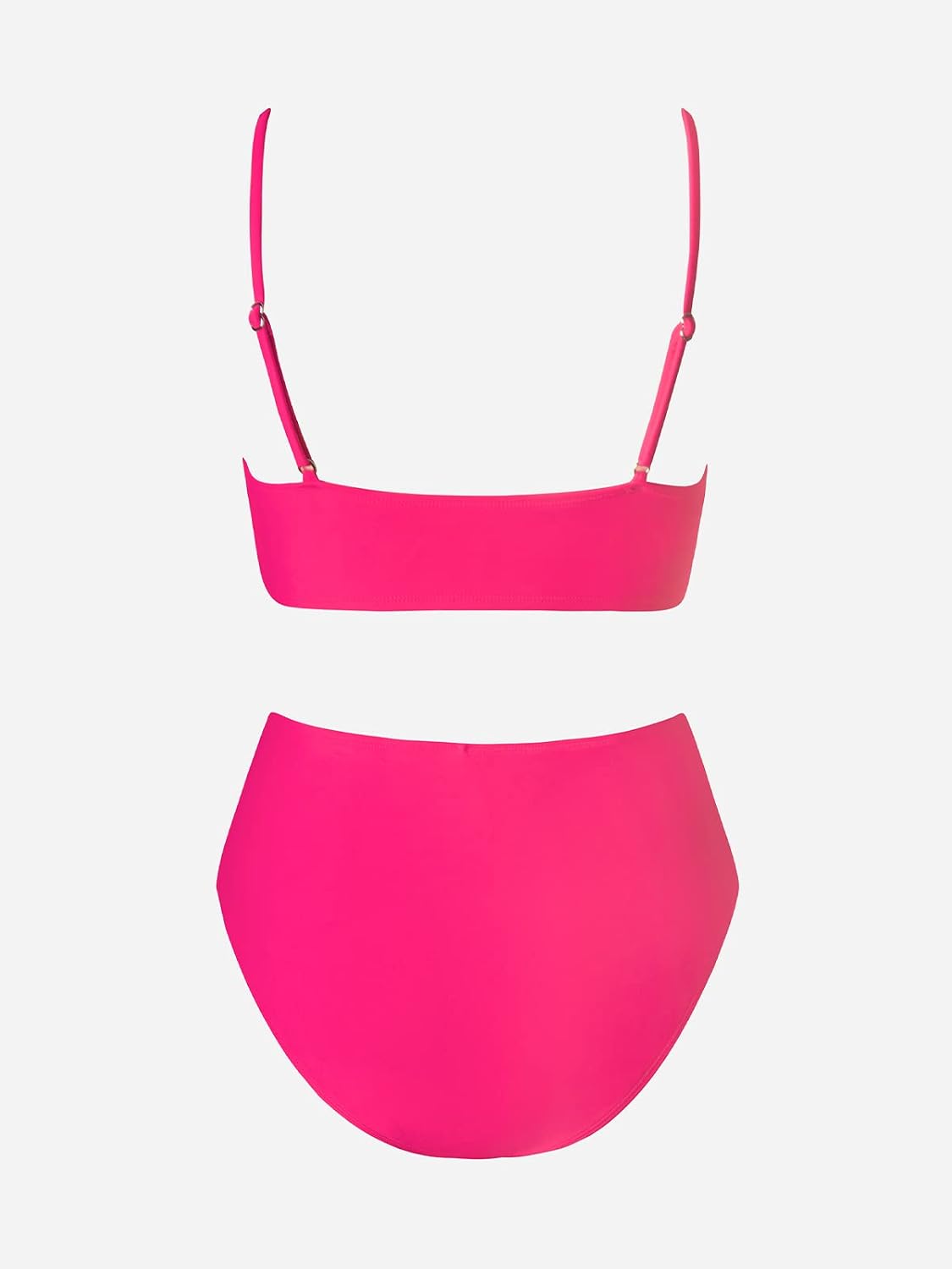 Detalle de CUPSHE women’s twist front high waisted bikini set with V-neck and removable soft cups