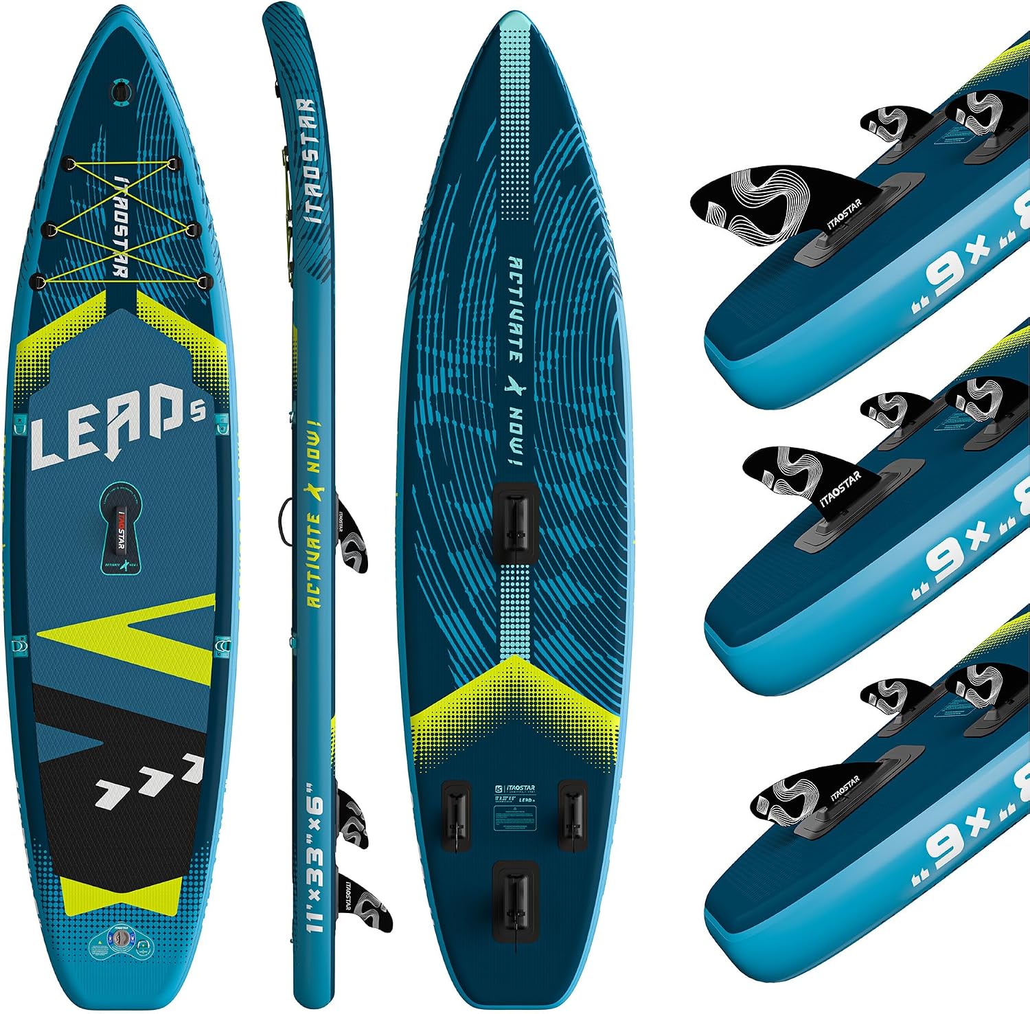 Detalle de iTAOSTAR Lead 12' × 35" / 11' × 33" Inflatable SUP Board — All‑Skill, All‑Ages, 5 Fins Included
