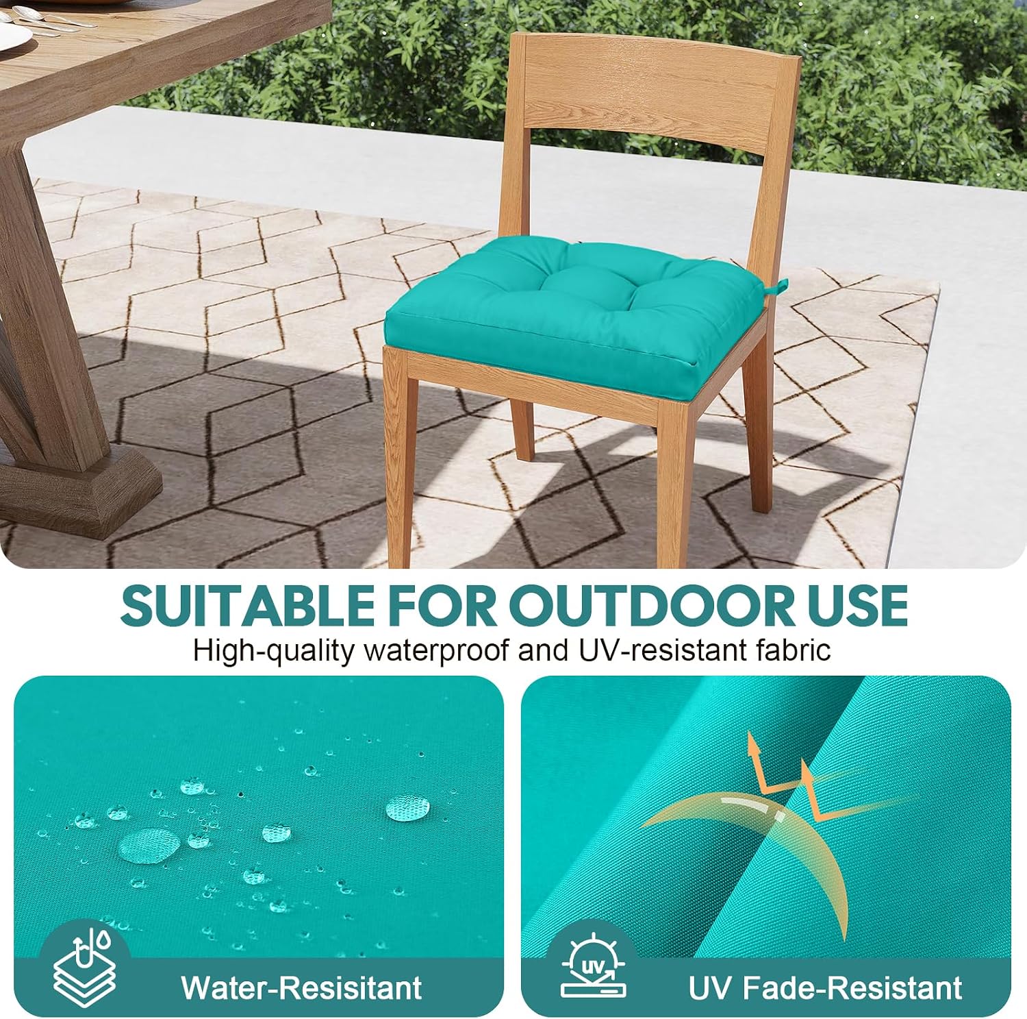 Detalle de PRIMEPATIO Primepatio Outdoor Garden Chair Cushions Set of 2 (8cm thick, waterproof, blue, 45 x 45cm)