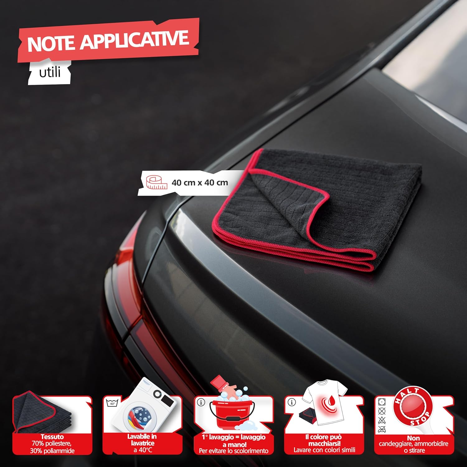 Thumbnail 6 de SPRINGER ZX1300 – Set 4 panni microfibra auto 40x40 cm, 380 GSM, delicati, assorbenti e senza pelucchi