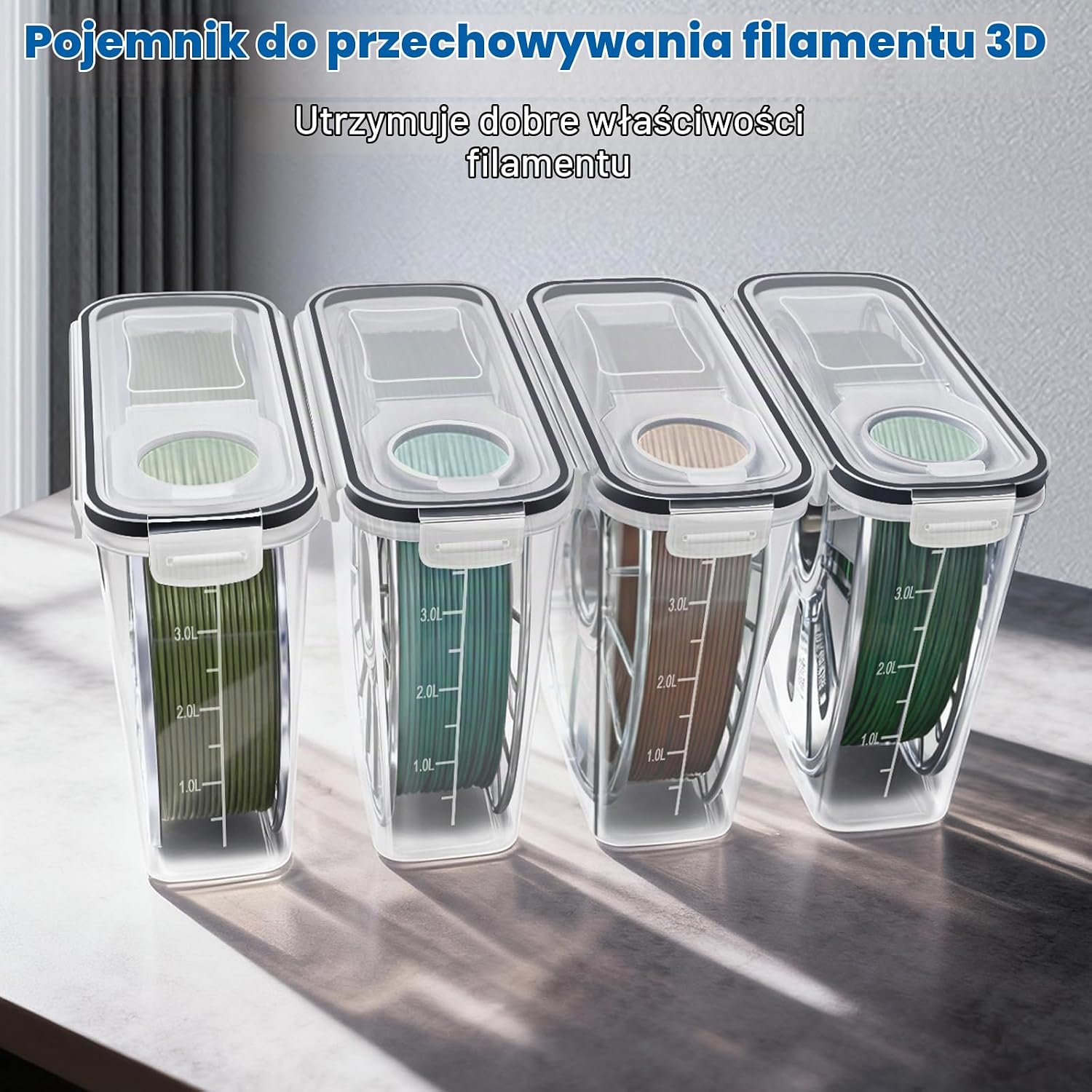 Detalle 2 de Wiseten – 4 pojemniki na filament 3D, 4 l, silikonowa uszczelka