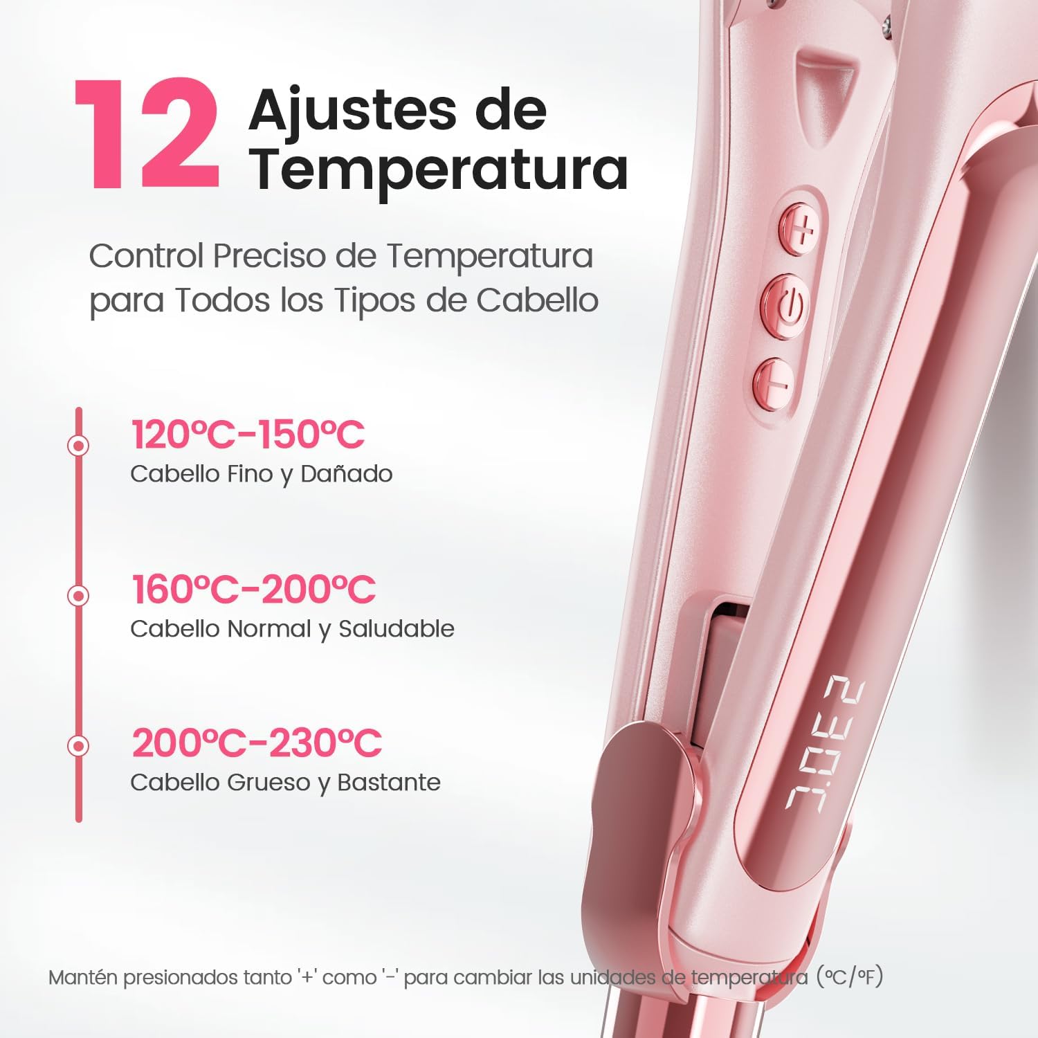 Thumbnail 6 de Dekuri Plancha de Pelo Cerámica 42 mm Rosa Profesional