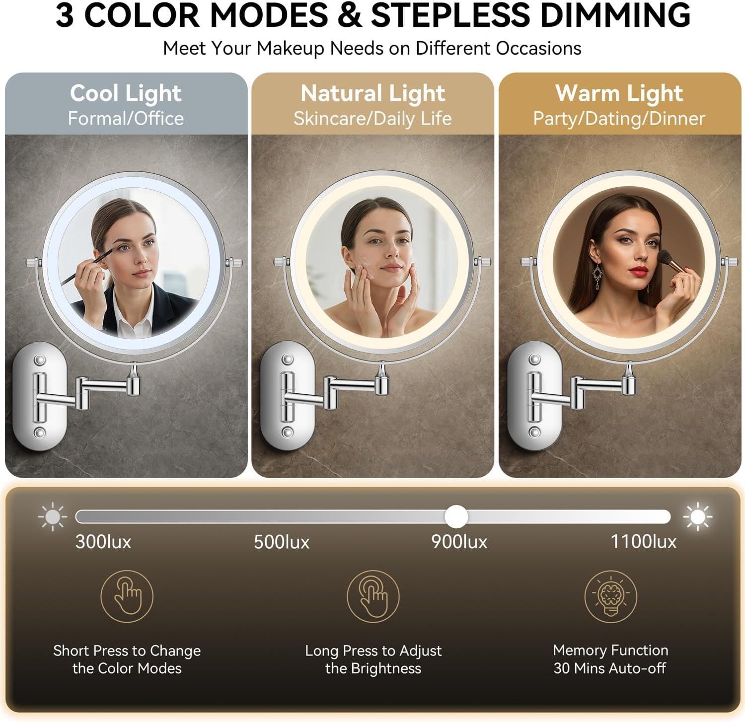 Thumbnail 3 de Auxmir 8" Wall Makeup Mirror 3200mAh ๐