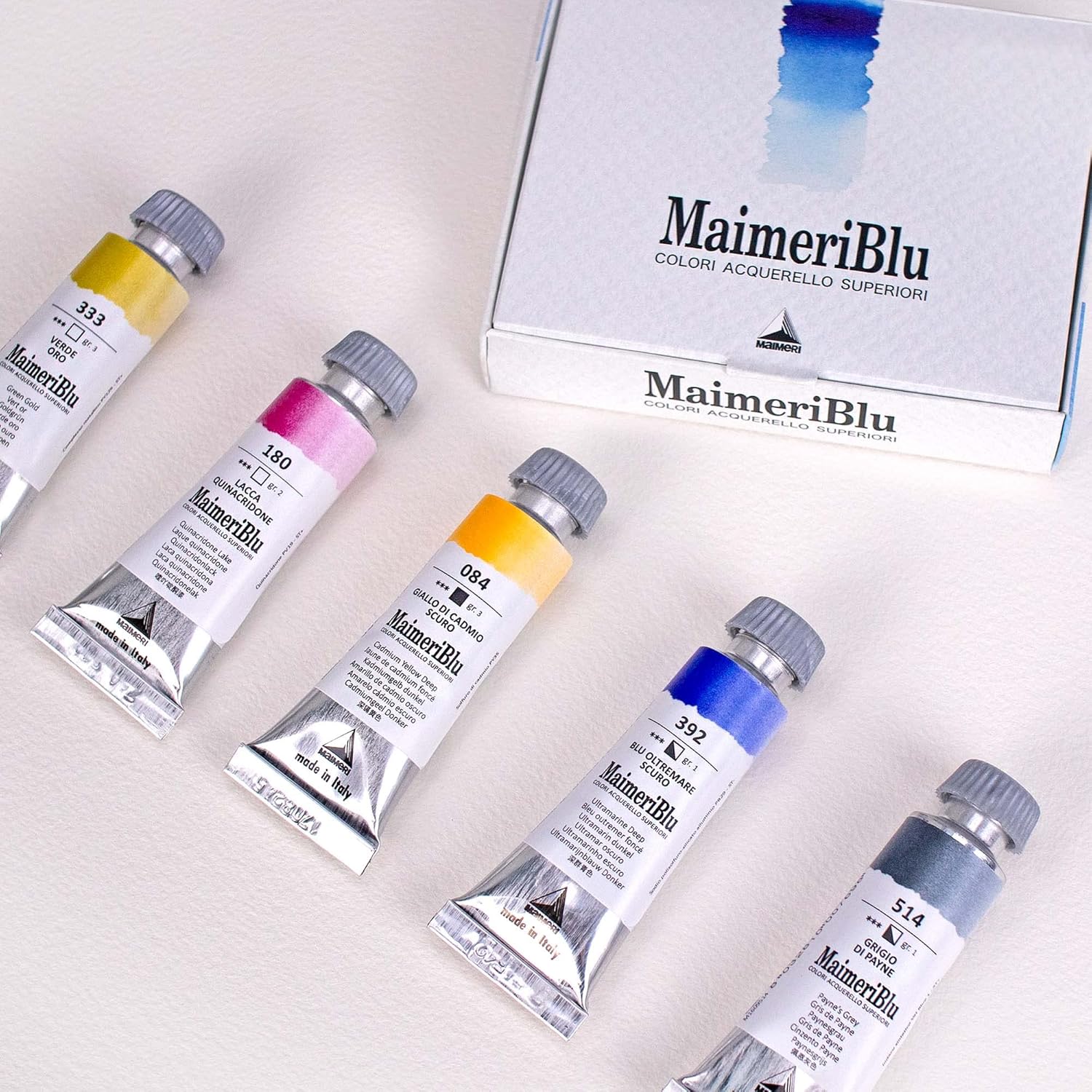 Detalle de Maimeri Blu Scatola 5 Colori da 12ml – Acquerello di alta qualità per studenti e contesti educativi