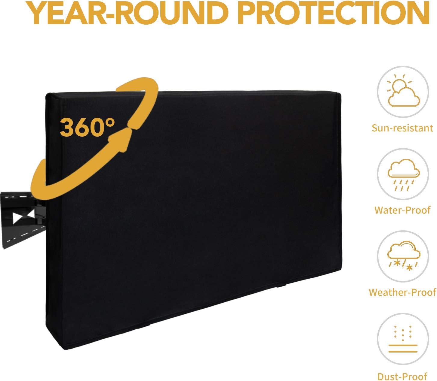 Detalle de Outdoor TV Cover for 58 to 60 inch LCD/LED TVs (60 inch, Dark Gray) — Waterproof, Weatherproof, Dust-Proof